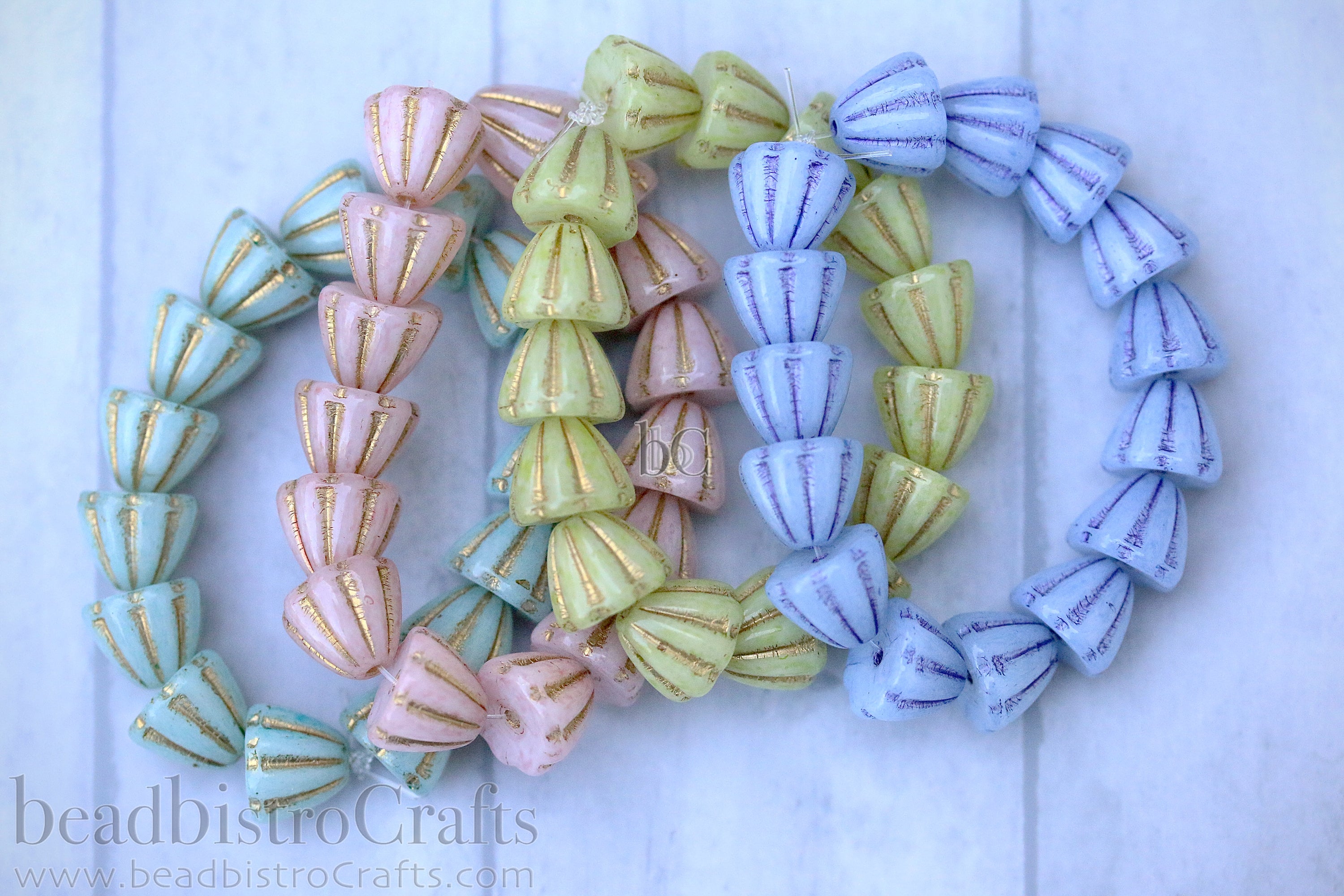 Czech Glass Beads Flower Cupola Beads 7x9mm Alabaster Pale Blue Coat Purple Wash (15pcs)