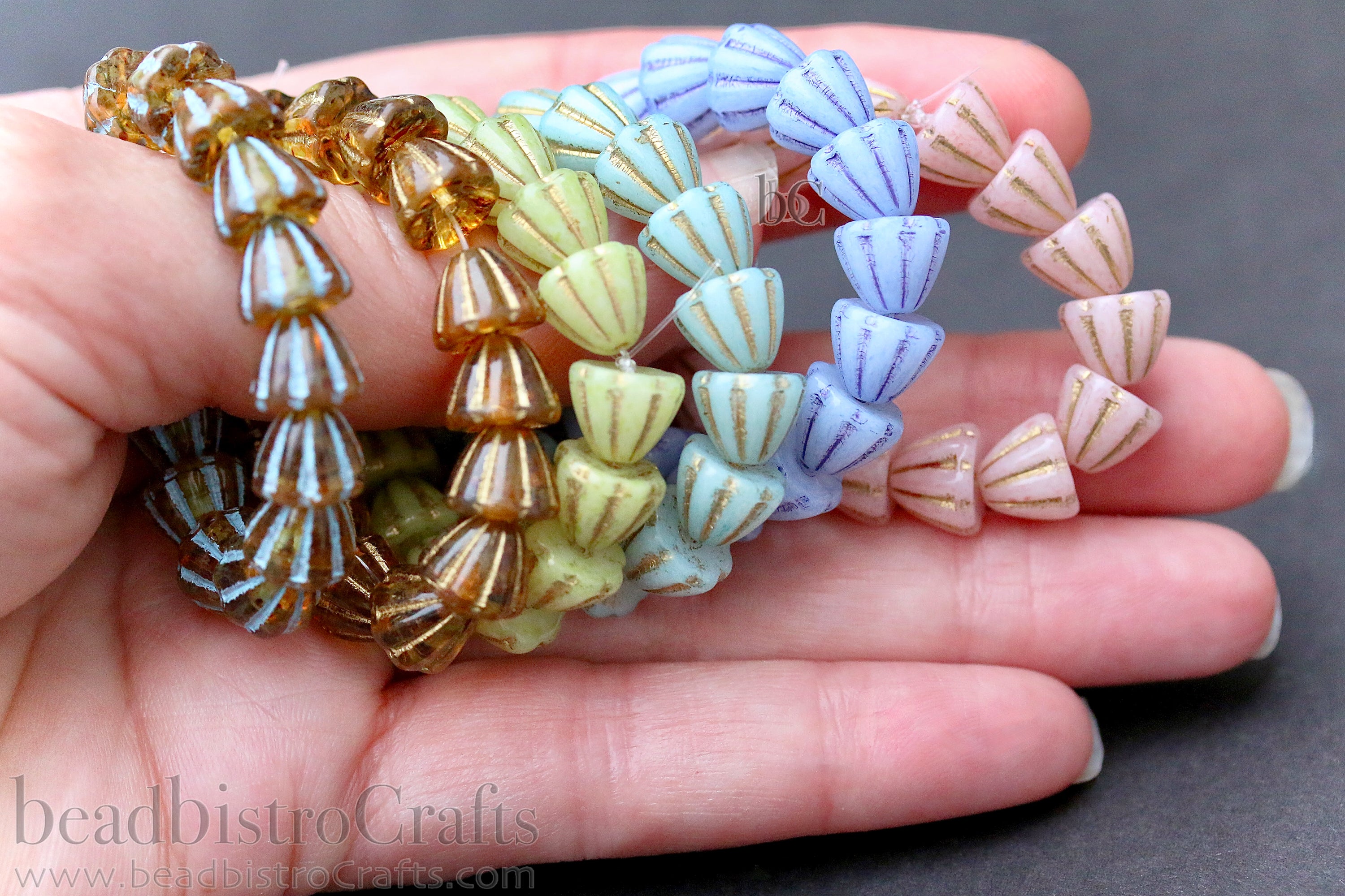 Czech Glass Beads Flower Cupola Beads 7x9mm Crystal Travertine Metallic Gold Wash (15pcs)