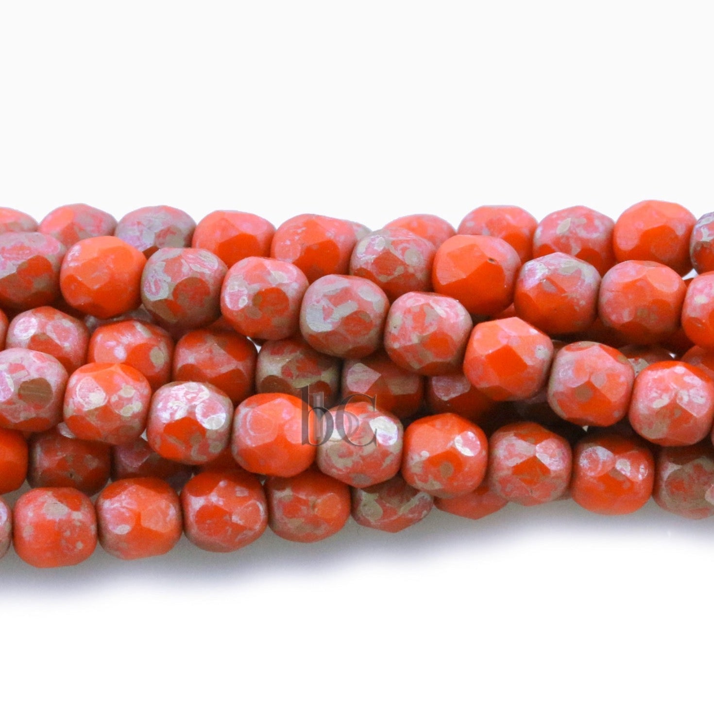 4mm Fire Polish Bead Opaque Persimmon Matte Rembrandt Round Facetted Czech Glass Beads