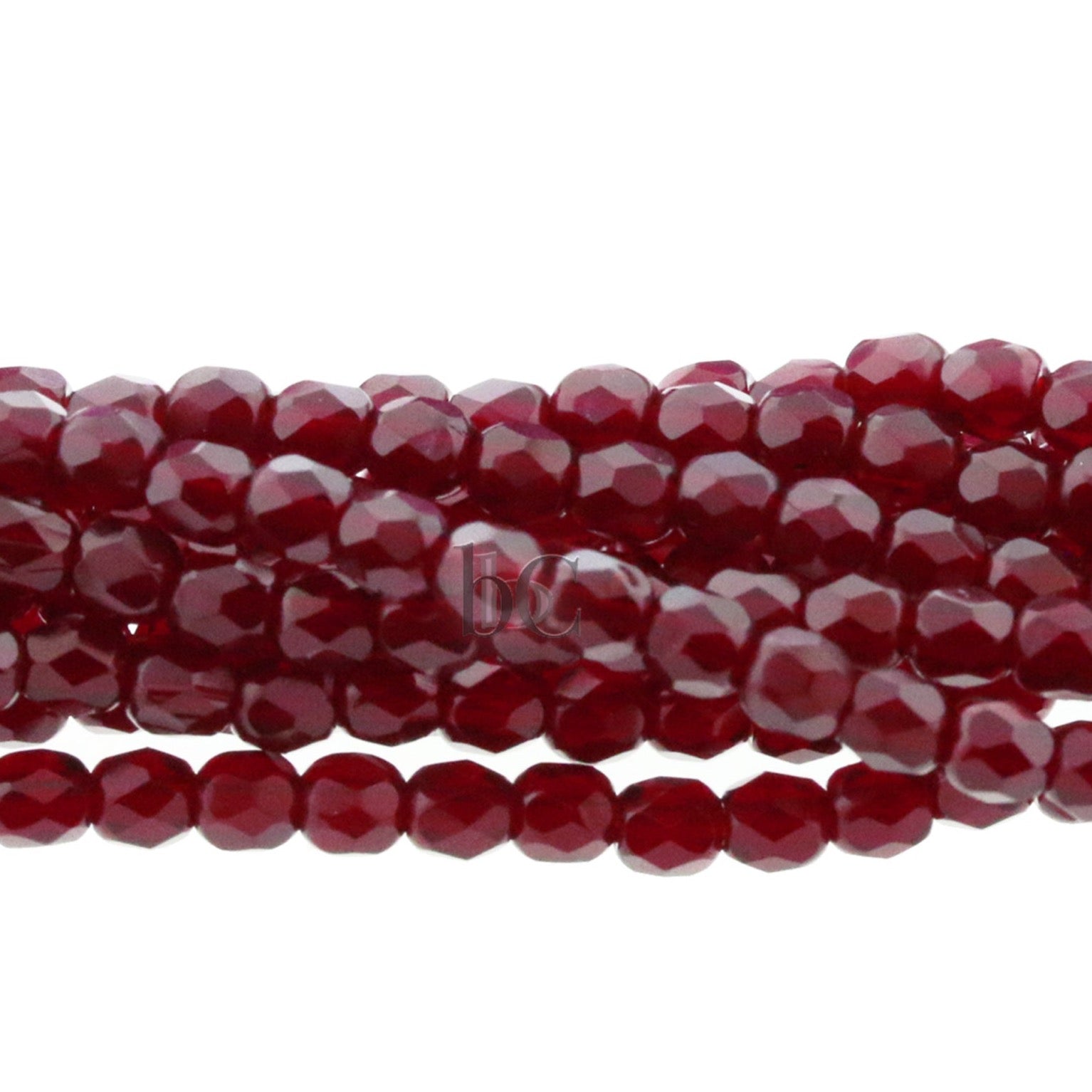 4mm Fire Polish Bead Transparent Dark Siam Red Round Facetted Czech Glass Beads