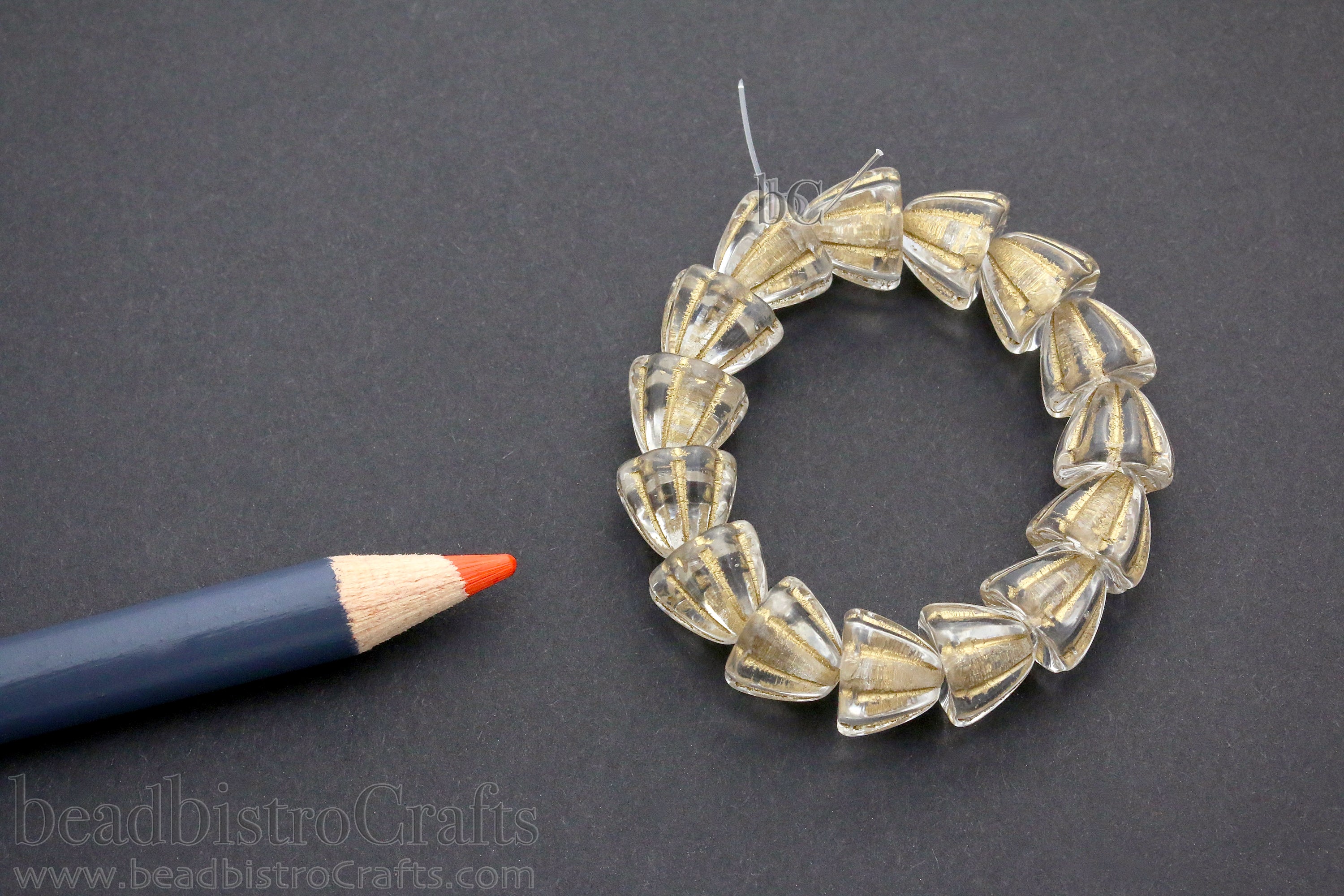 Czech Glass Beads Flower Cupola Beads 7x9mm Crystal Metallic Gold Wash (15pcs)