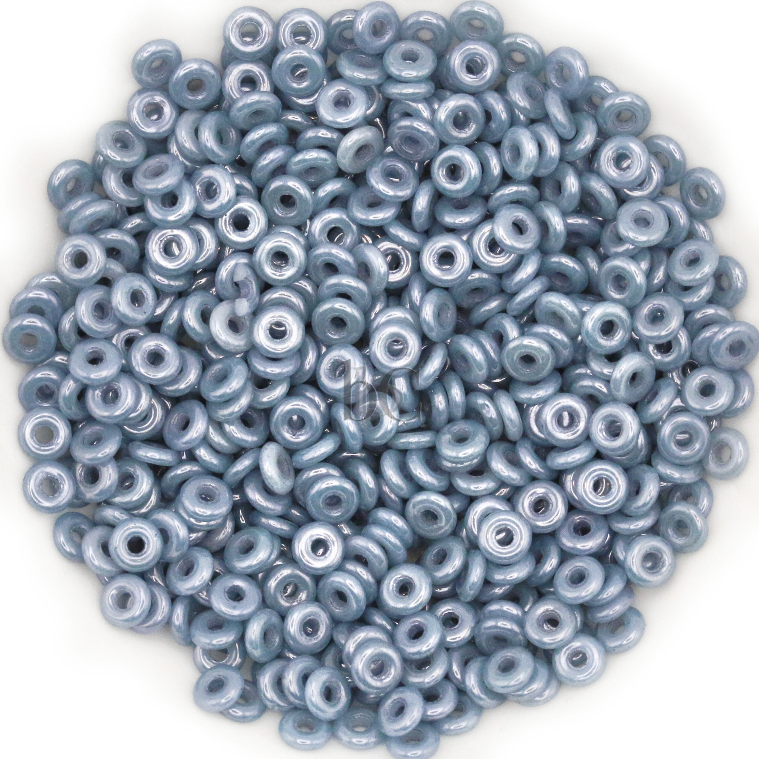 Czech Glass O Ring Beads Opaque BLUE LUSTER 1x4mm