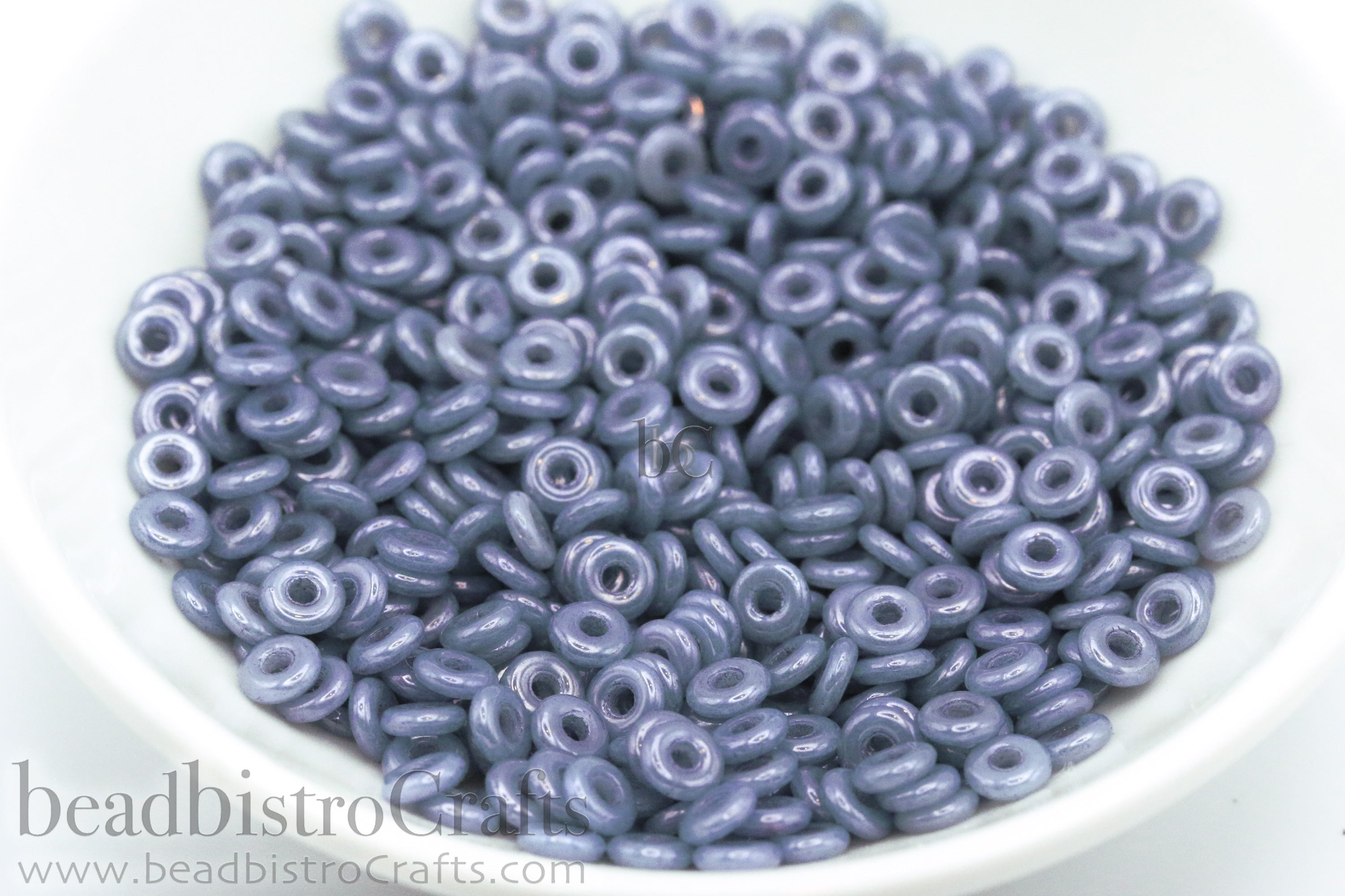 Czech Glass O Ring Beads Opaque BLUE LUSTER 1x4mm