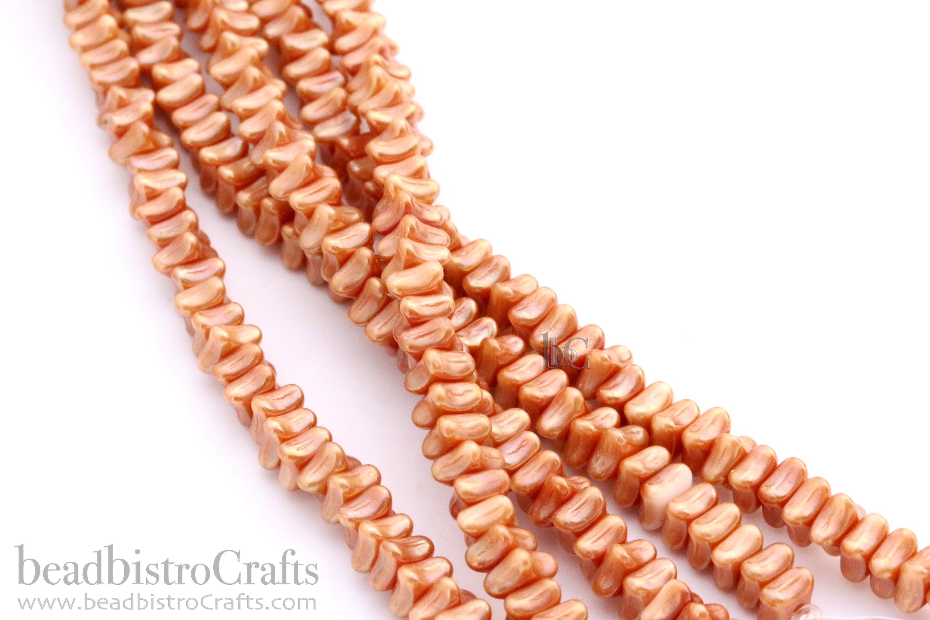 Orion Bead 3x5mm Chalk Full Apricot Luster Czech Glass Spacer Beads
