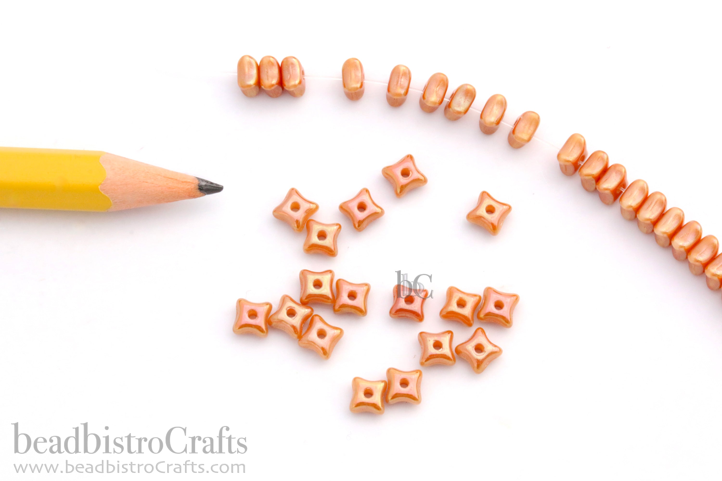 Orion Bead 3x5mm Chalk Full Apricot Luster Czech Glass Spacer Beads