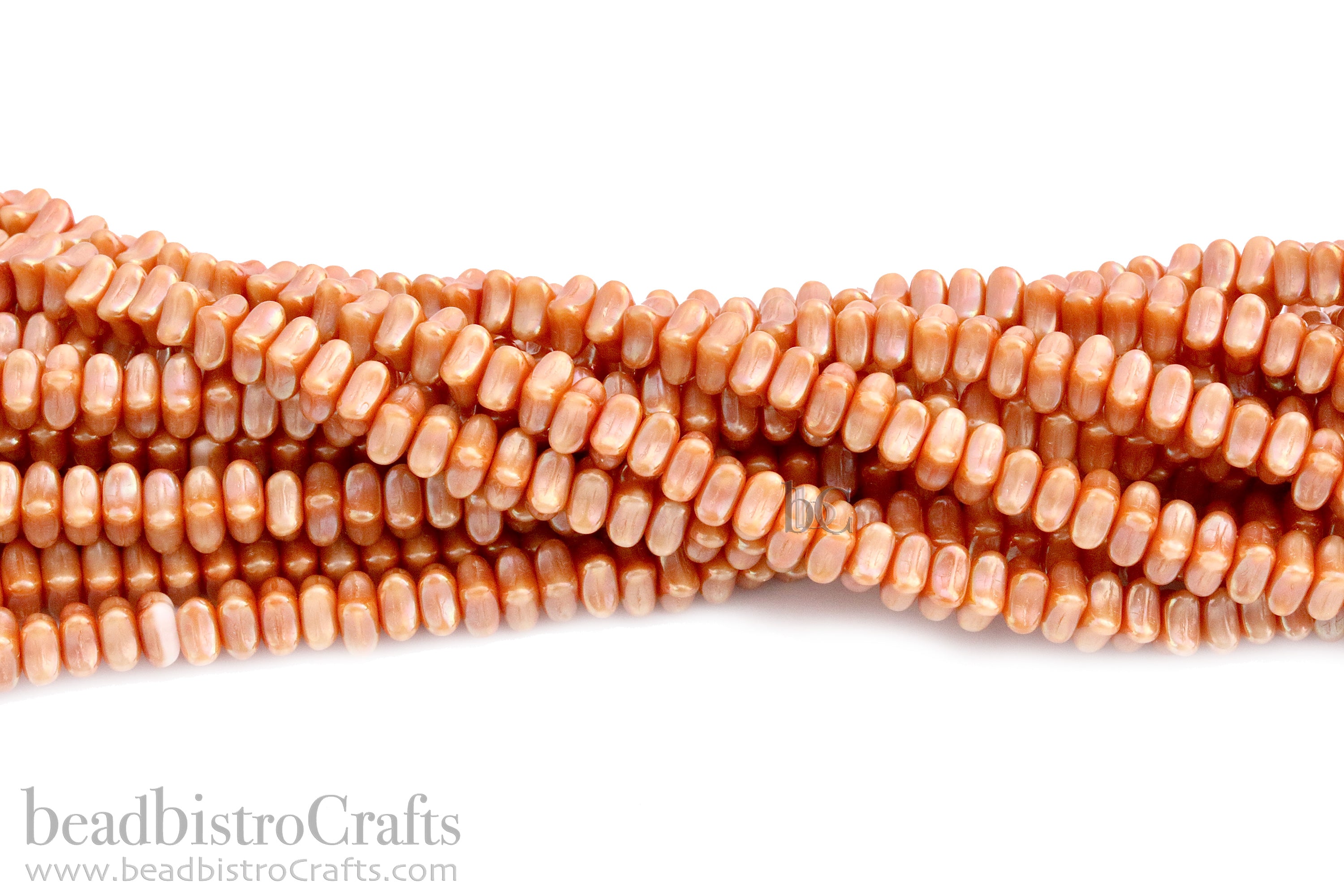 Orion Bead 3x5mm Chalk Full Apricot Luster Czech Glass Spacer Beads
