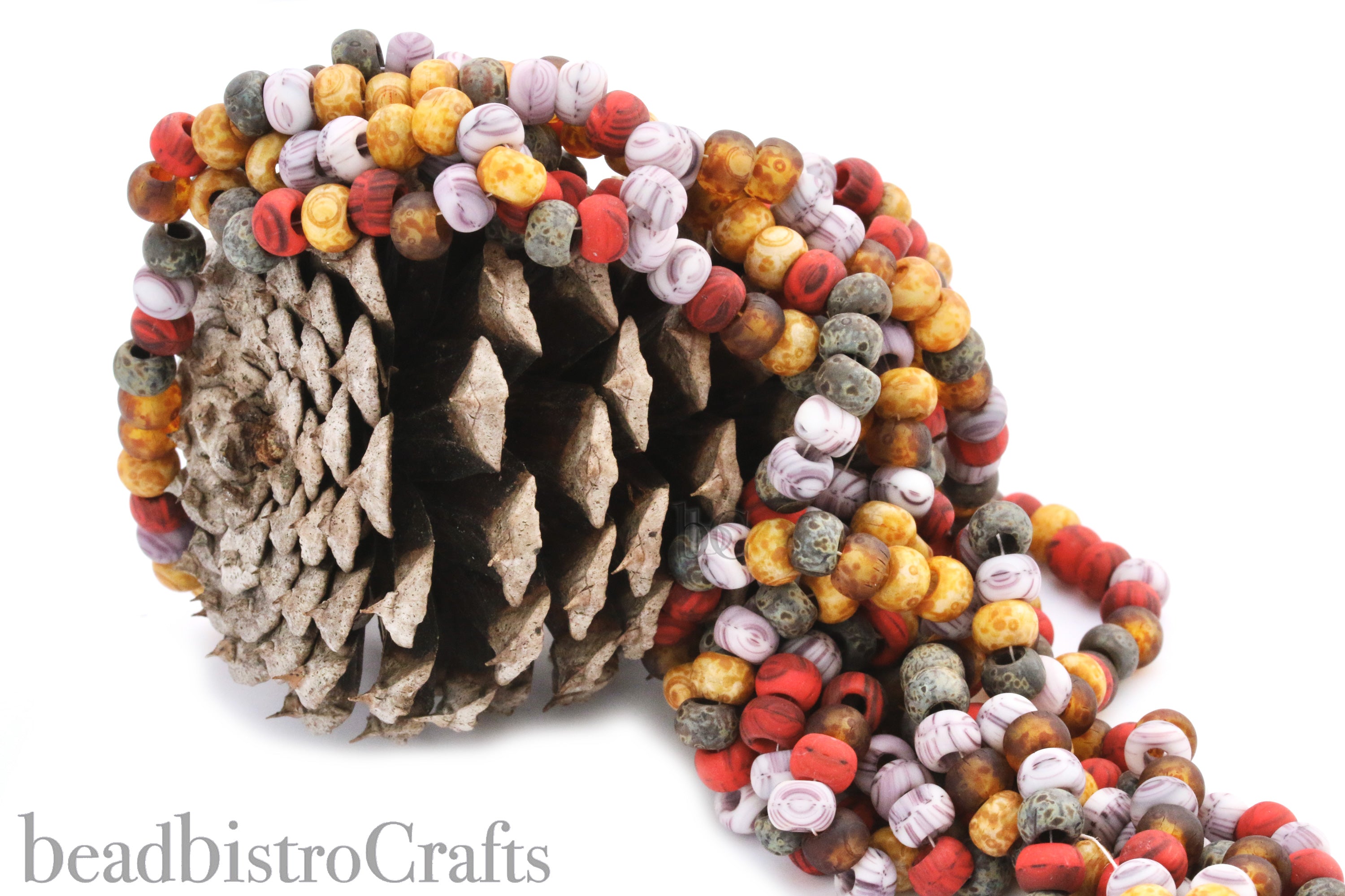 Czech Size 2/0 Beads Aged Matted Mosaic Stripped PICASSO MIX Seed Beads ~ 50 beads