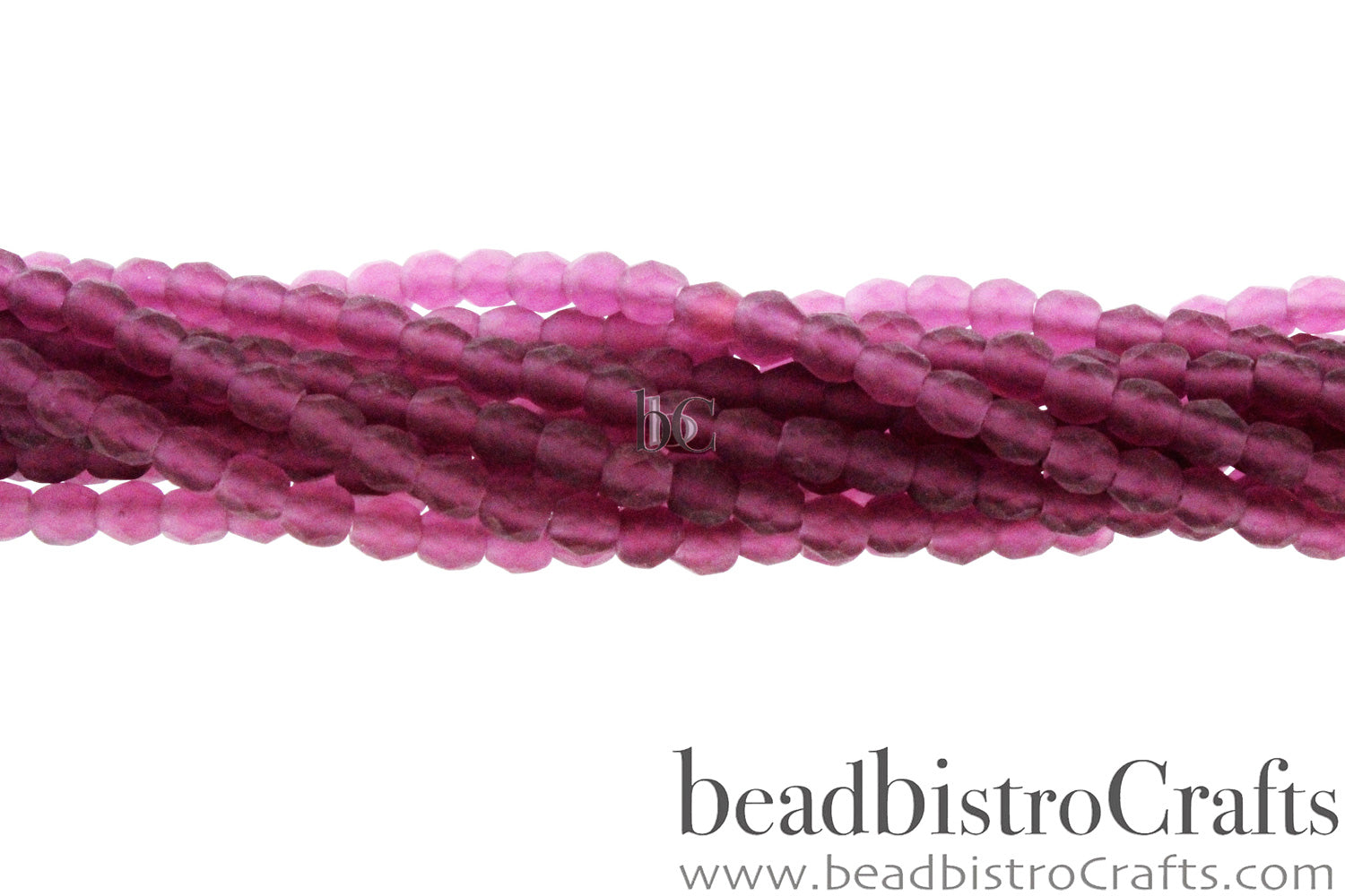 4mm Fire Polish Bead Frosted Fuchsia Round Facetted Czech Glass Beads