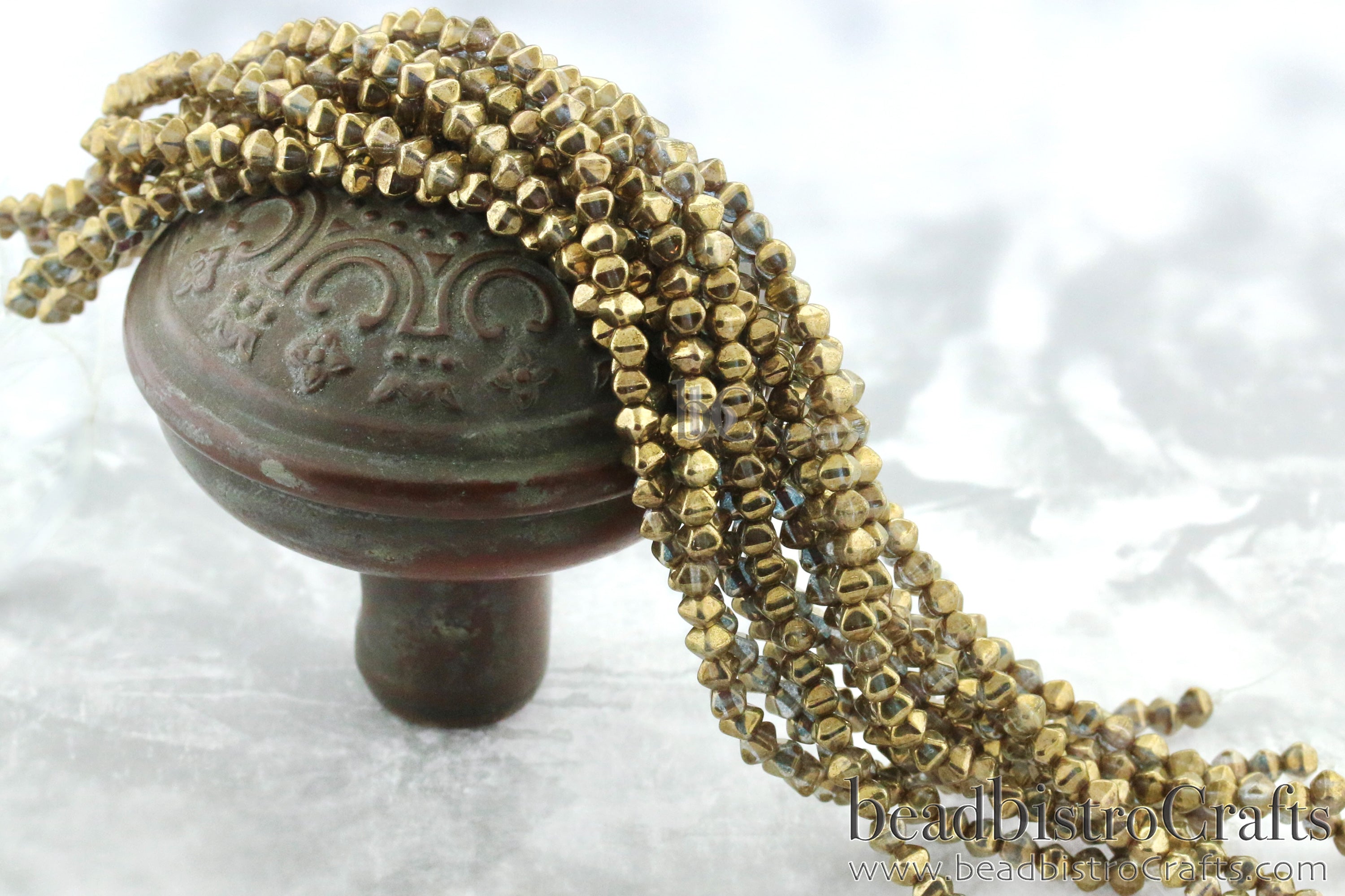 Czech Glass MINI Bicone 4mm Pressed Glass Bead Crystal Gold Bronze (50pc or 200pc)