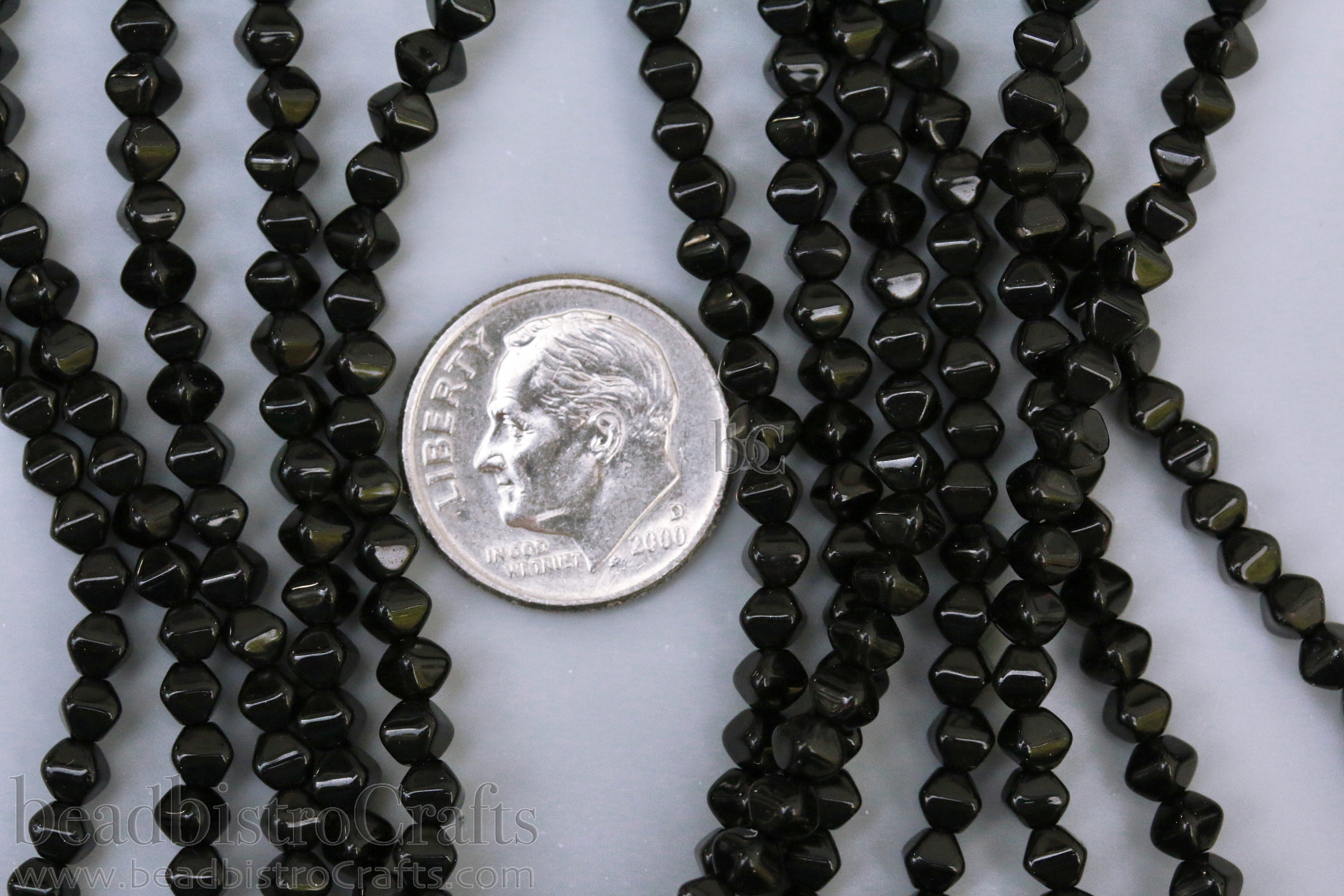 Czech Glass MINI Bicone 4mm Pressed Glass Bead Opaque Jet Black (50pc or 200pc)