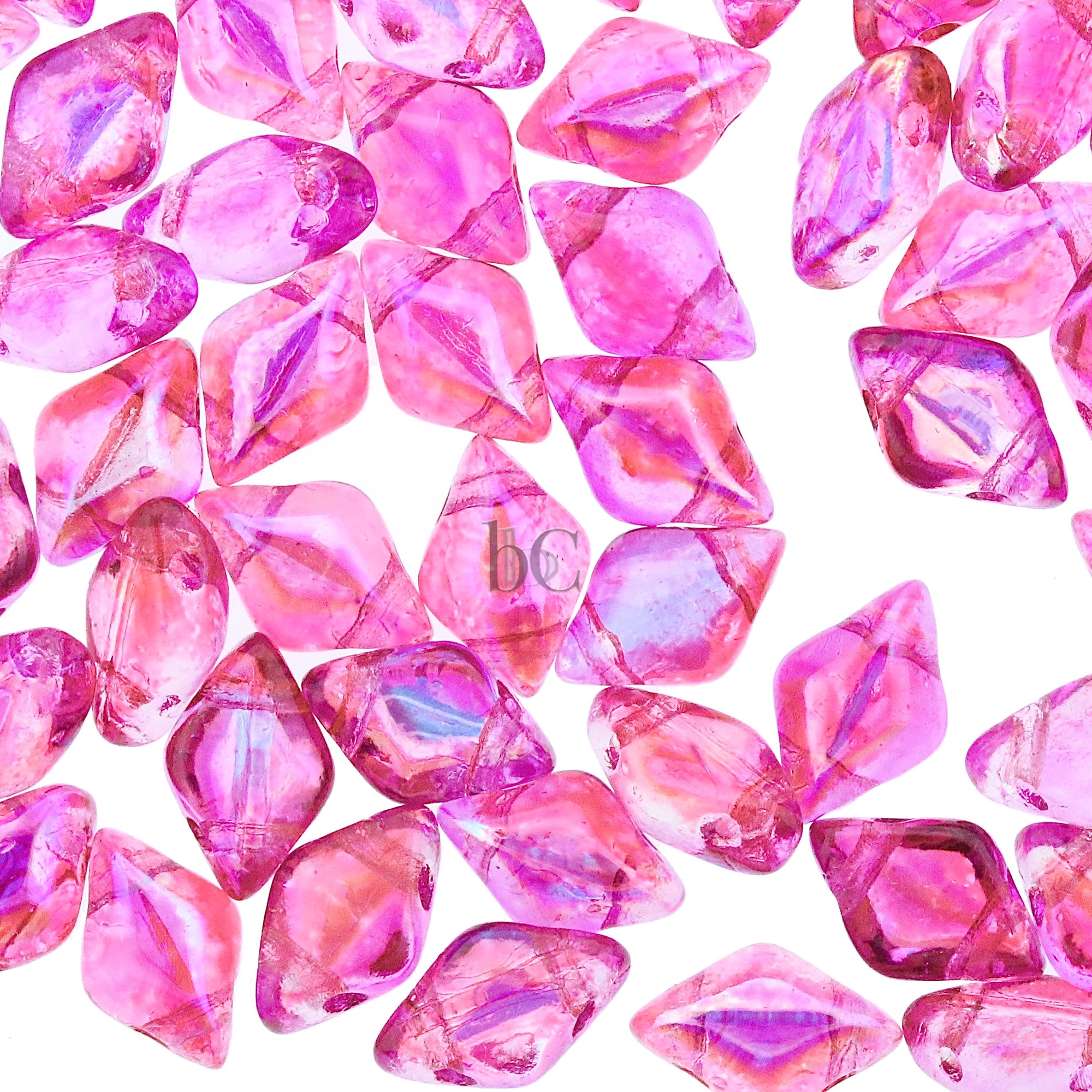 GemDuo Beads 8x5mm Summer Rainbow Pink 2-Hole Czech Seed Beads ~ 70pcs