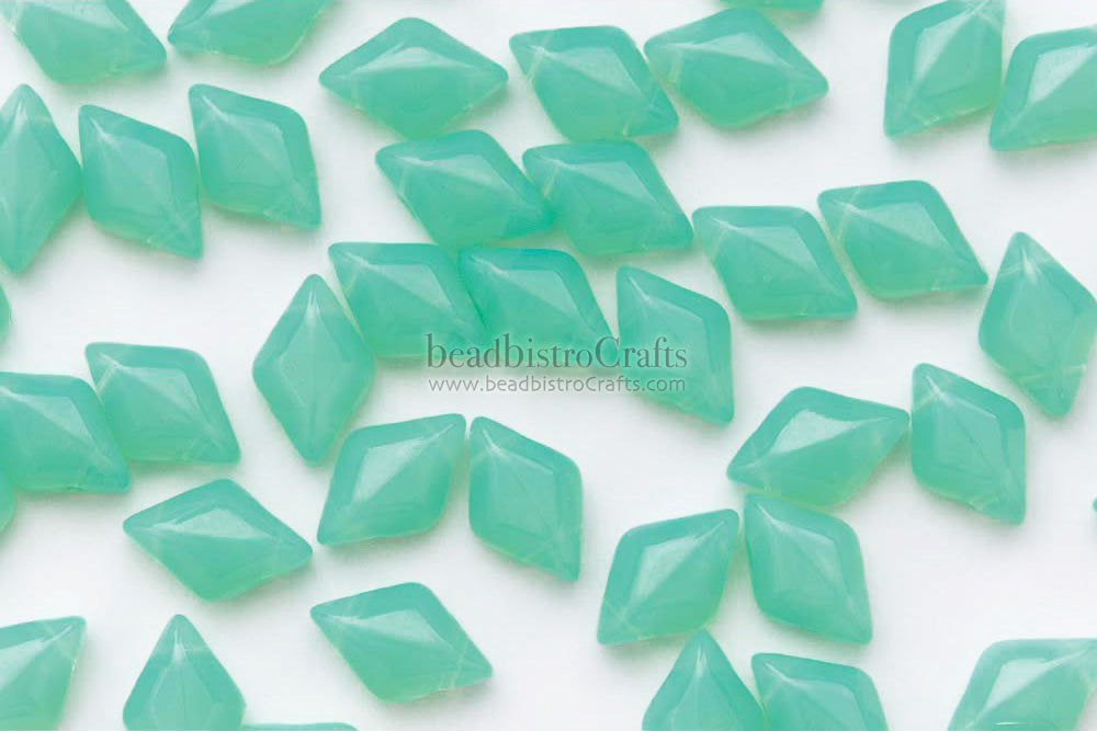 GemDuo Beads 8x5mm Green Aqua Opal 2-Hole Czech Seed Beads ~ 70pcs