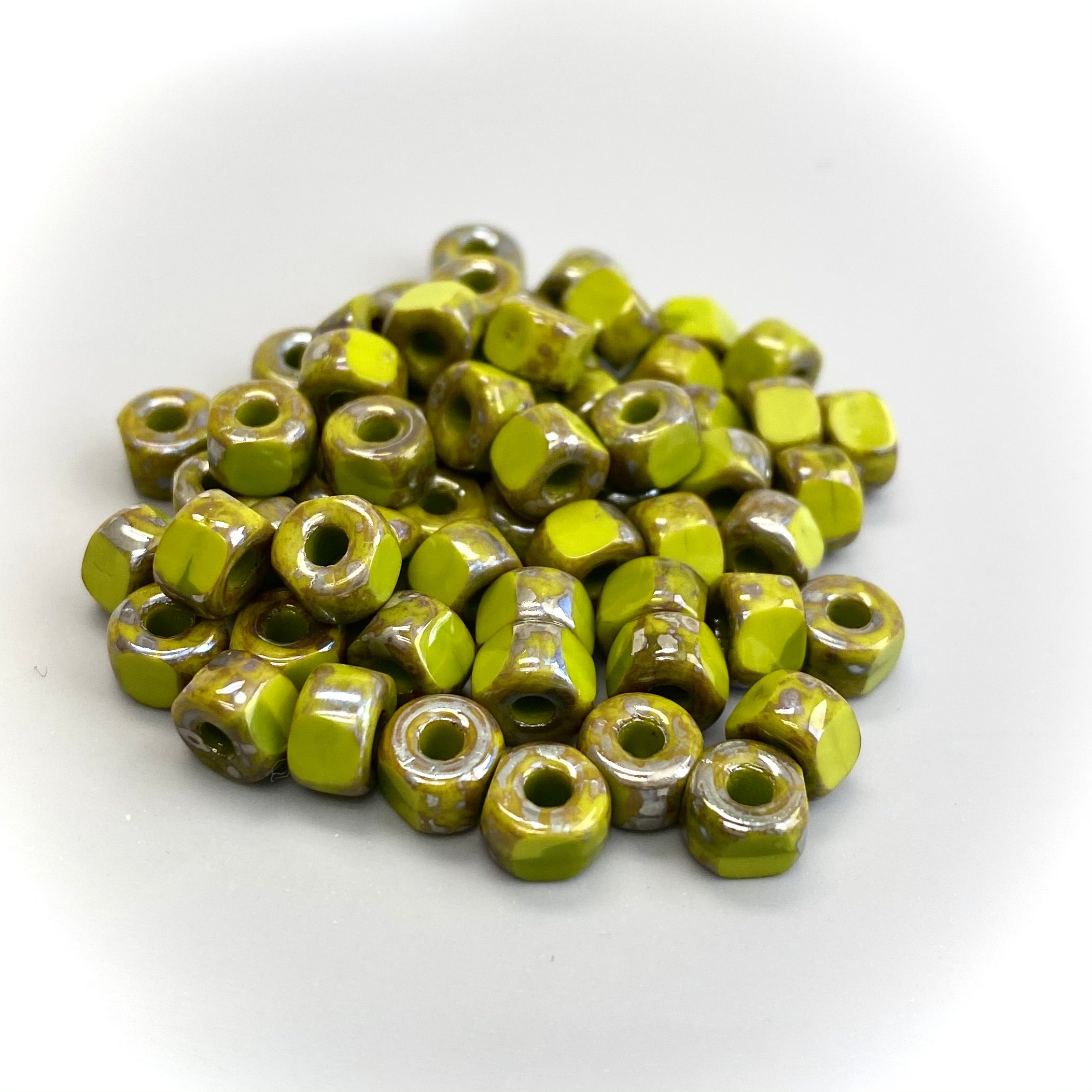 Matubo 3-Cut Size 2/0 Beads Opaque Olive Green Rembrandt Czech Seed Beads