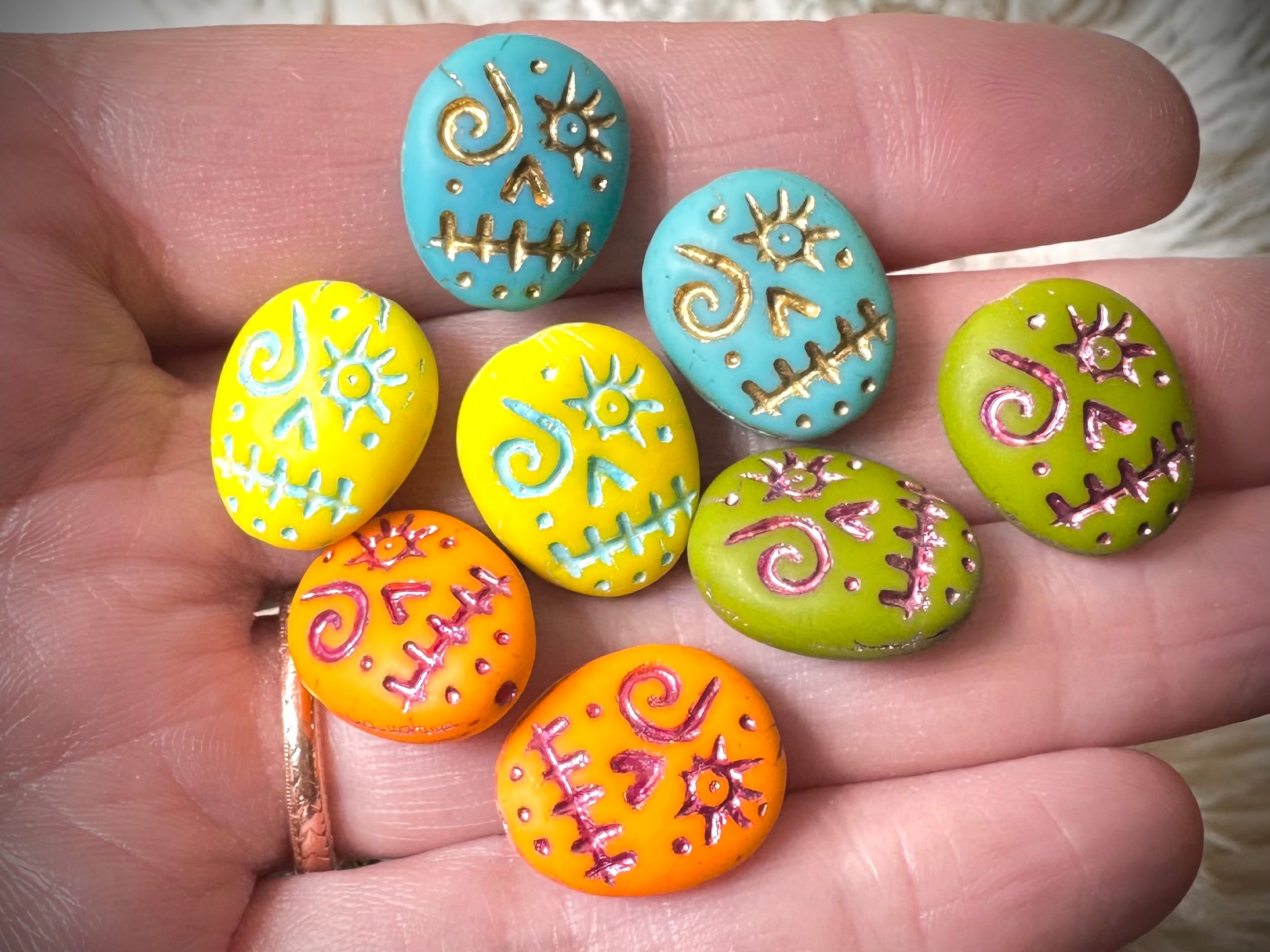 Czech Glass Voodoo Skull Beads 16x13mm Frosted Opaque Dark Olive with Metallic Pink Wash (6pcs)