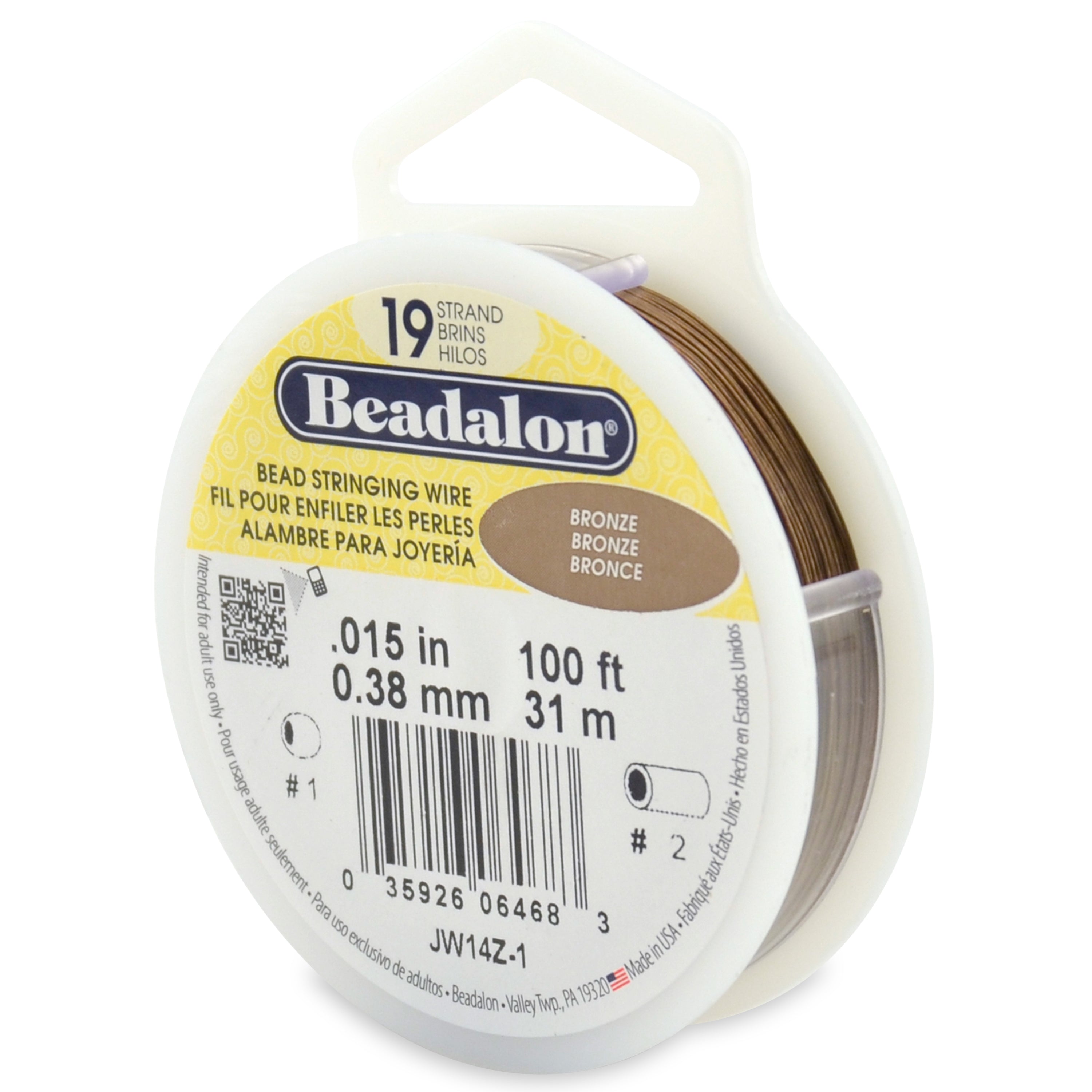 Beadalon 19 Strand Bronze .015in Flexible Bead Stringing Wire, 100ft Spool