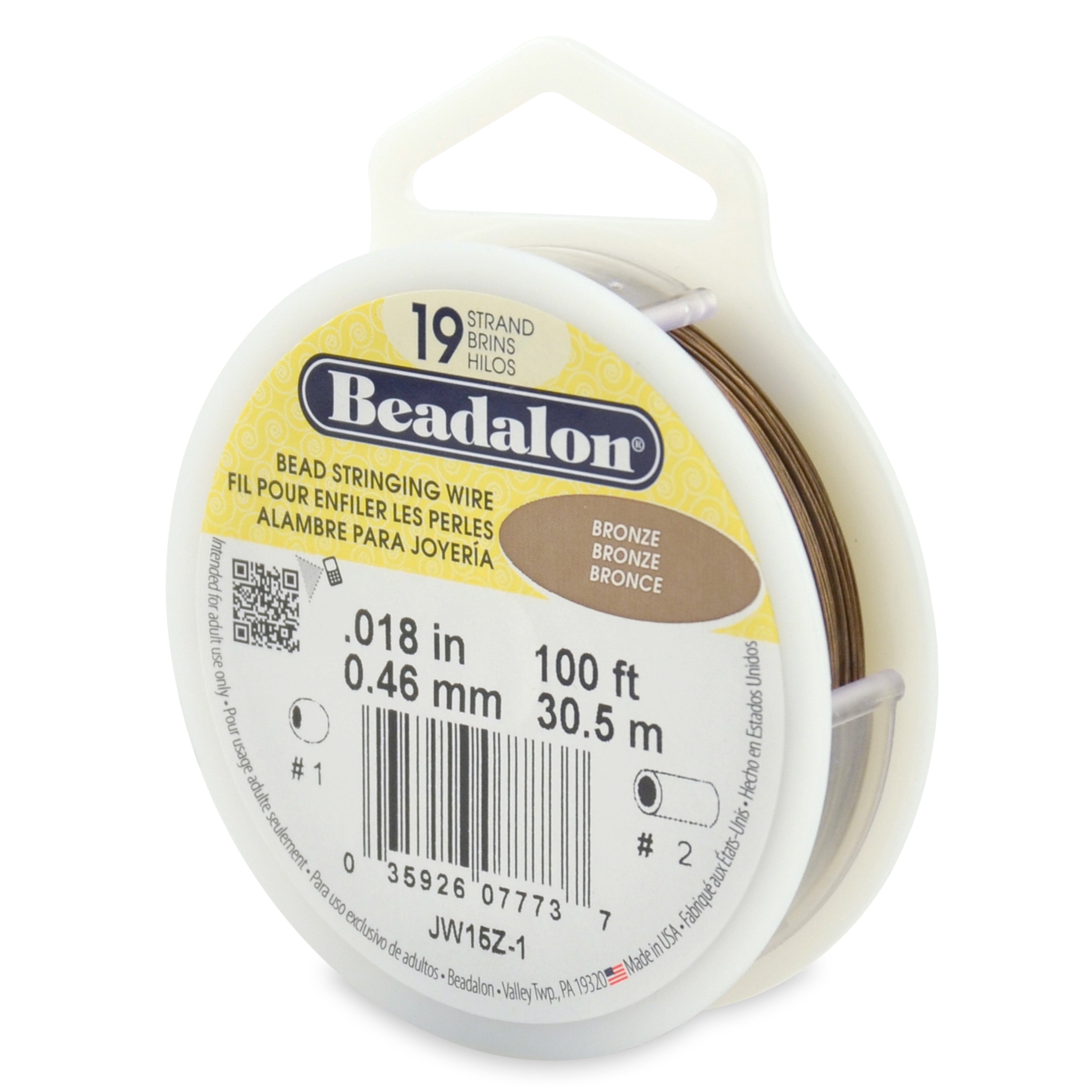 Beadalon 19 Strand Bronze .018in Flexible Bead Stringing Wire, 100ft Spool