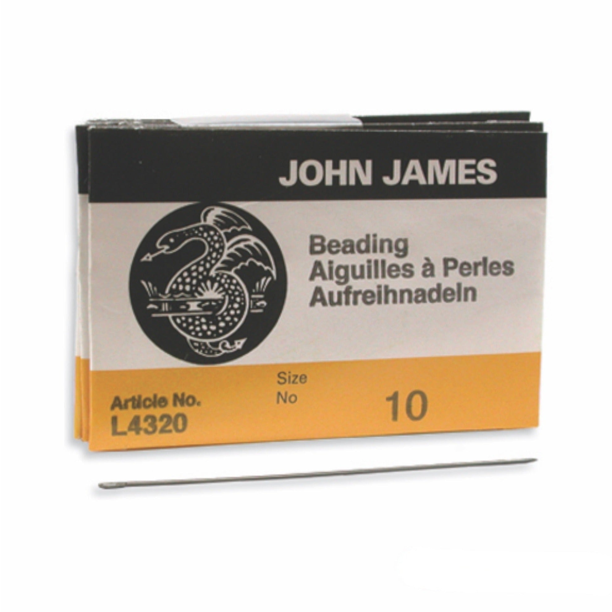 John James English Beading Needles Size 10  - 25 Needles