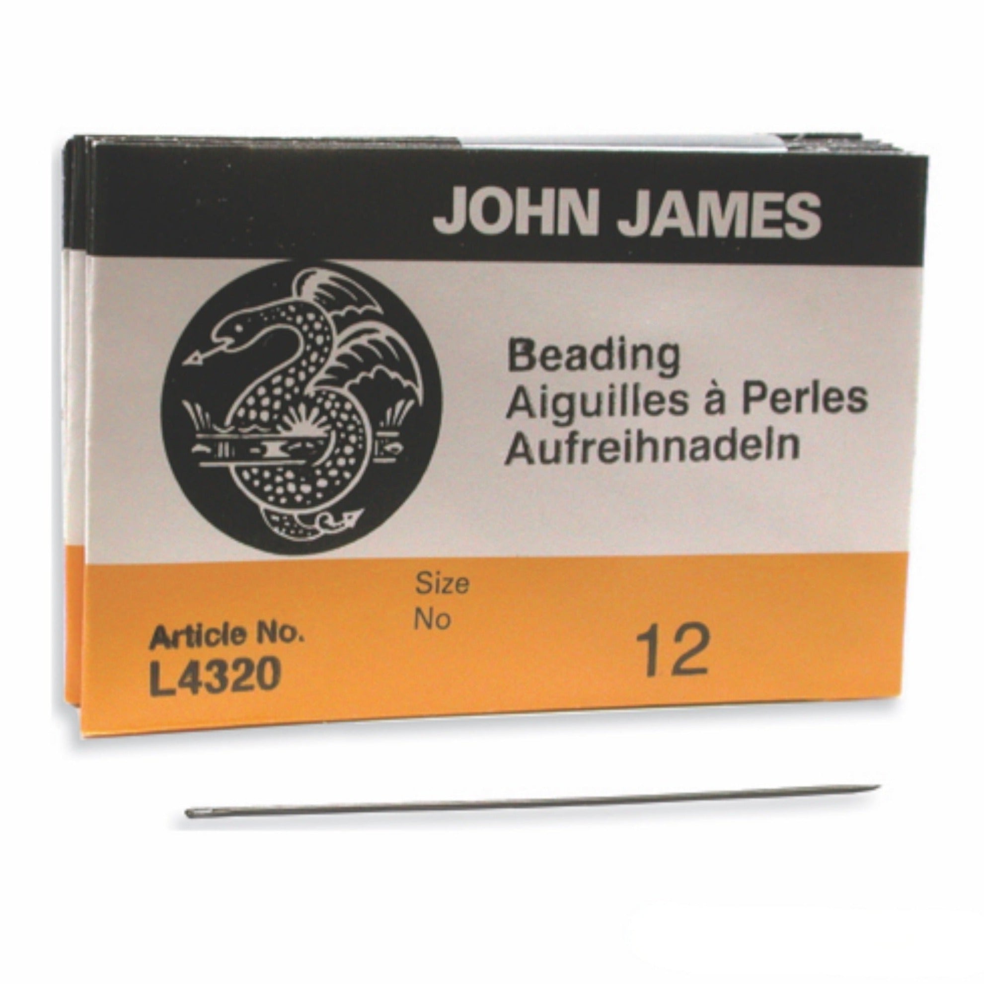 John James English Beading Needles Size 12  - 25 Needles