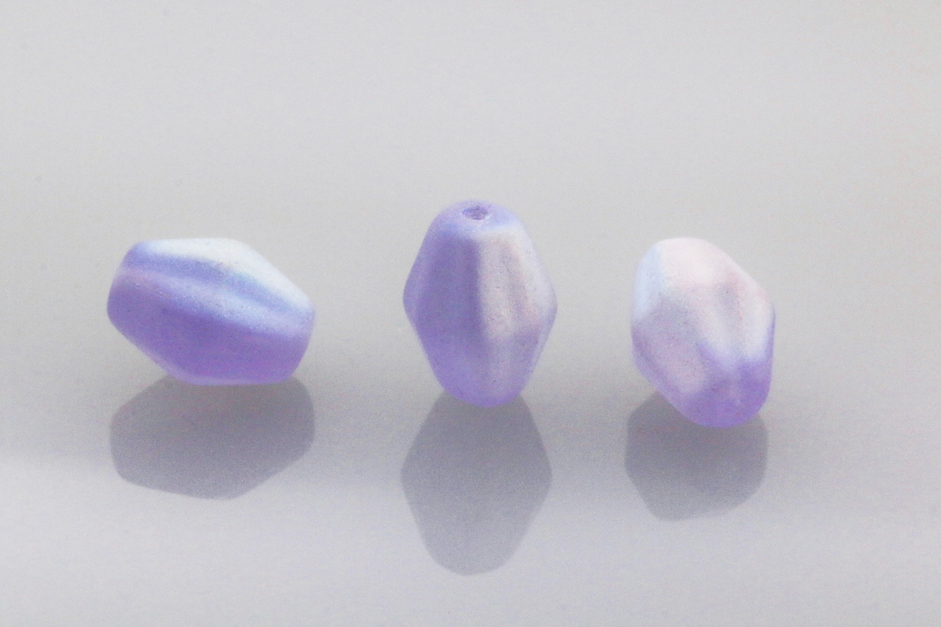 Czech Glass Beads Elongated Bicone 10x8.5mm Matte Violet AB (6pcs)