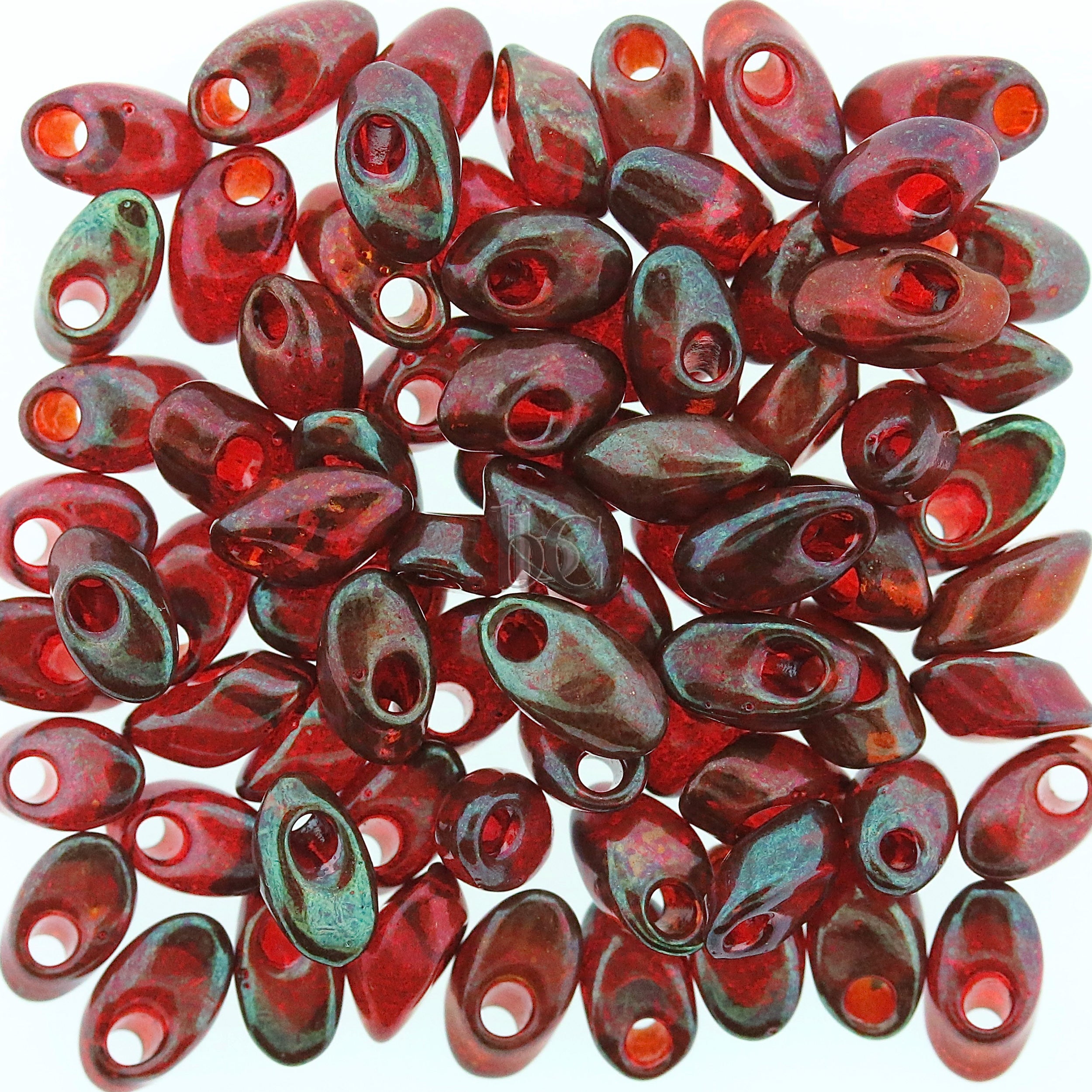 Miyuki Long Magatama Beads, Cranberry Gold Luster # 315 ~ 8.5 Grams