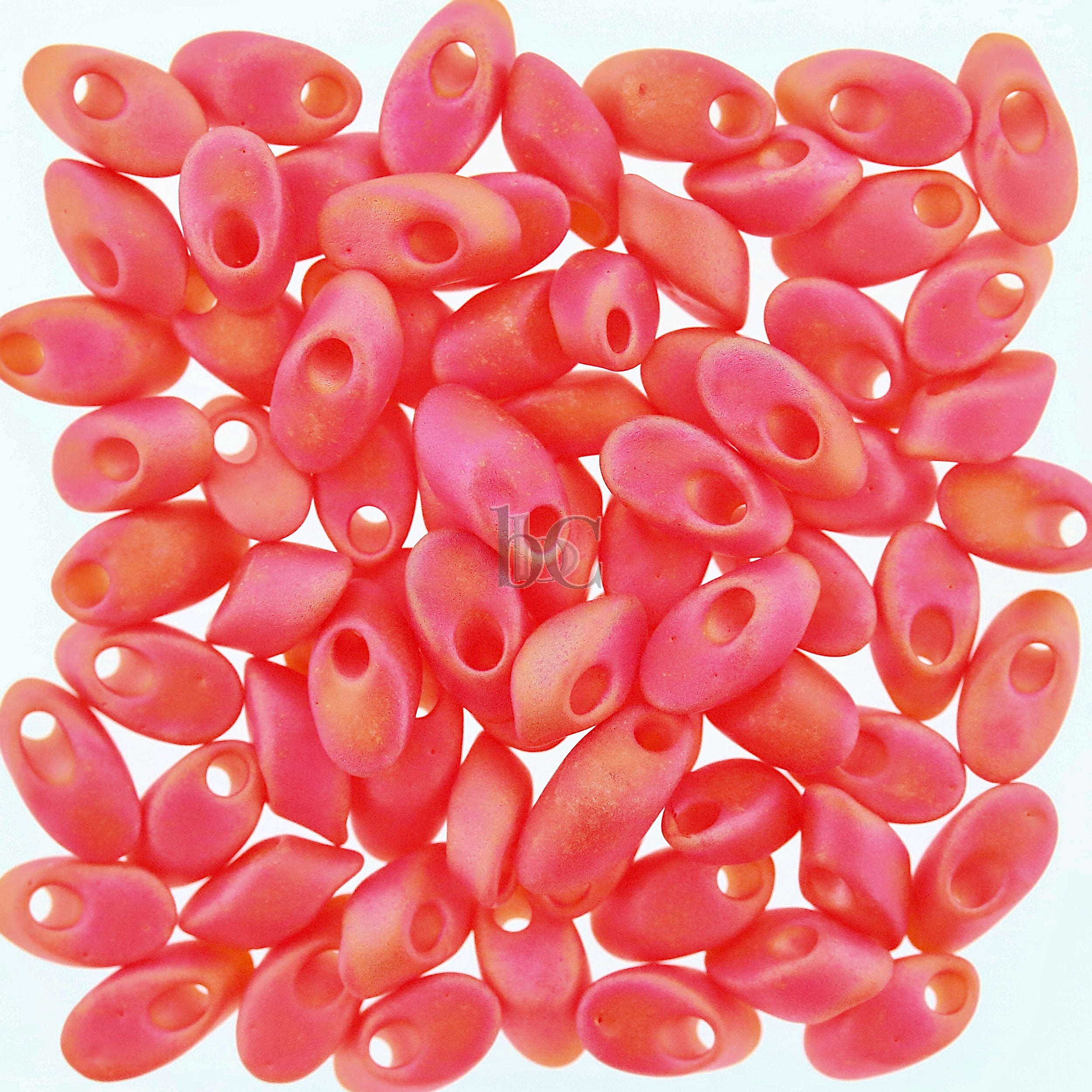 Miyuki Long Magatama Beads, Matte Red Orange AB # 140FR ~ 8.5 Grams