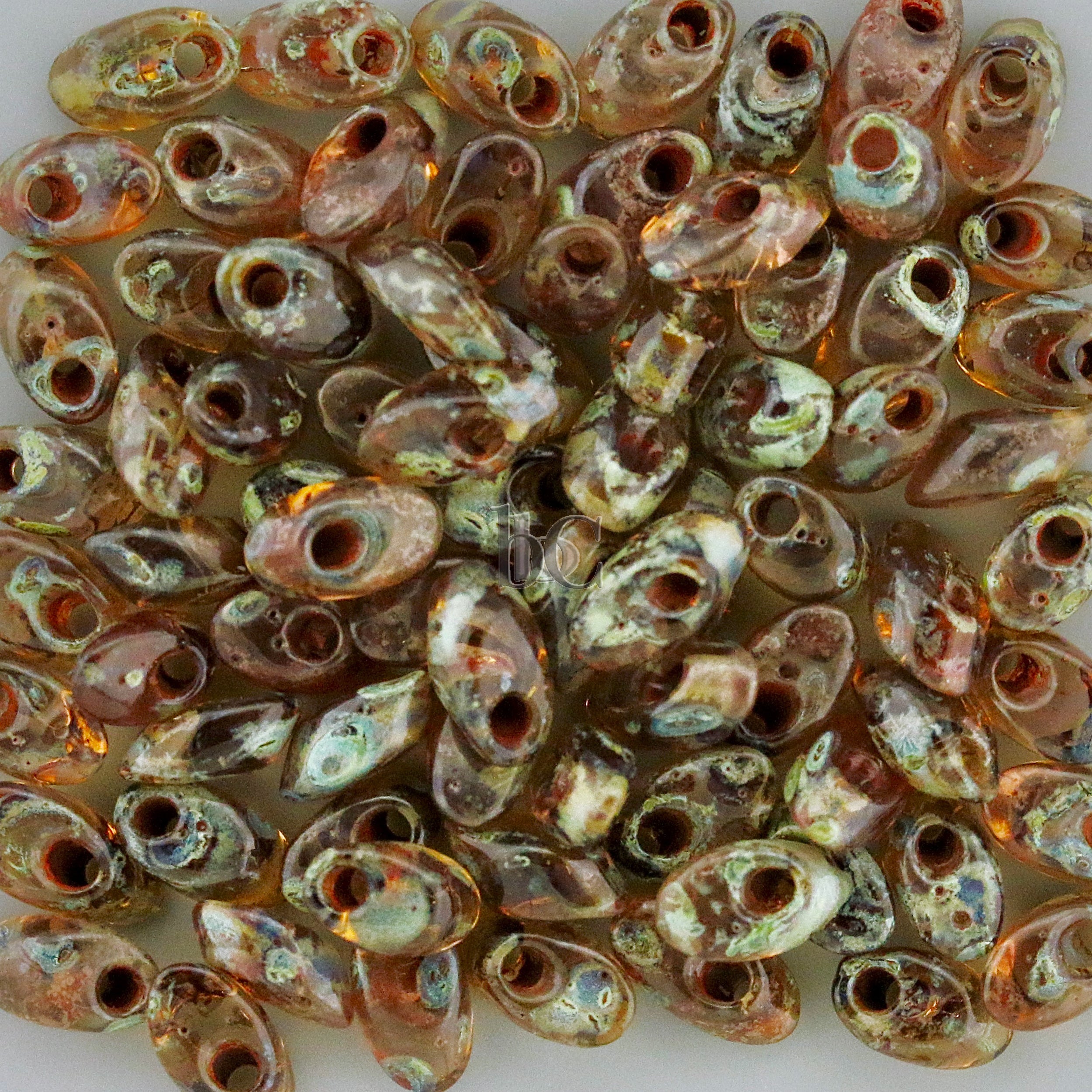 Miyuki Long Magatama Beads, Picasso Light Smoked Topaz # 4505 ~ 8.5 Grams