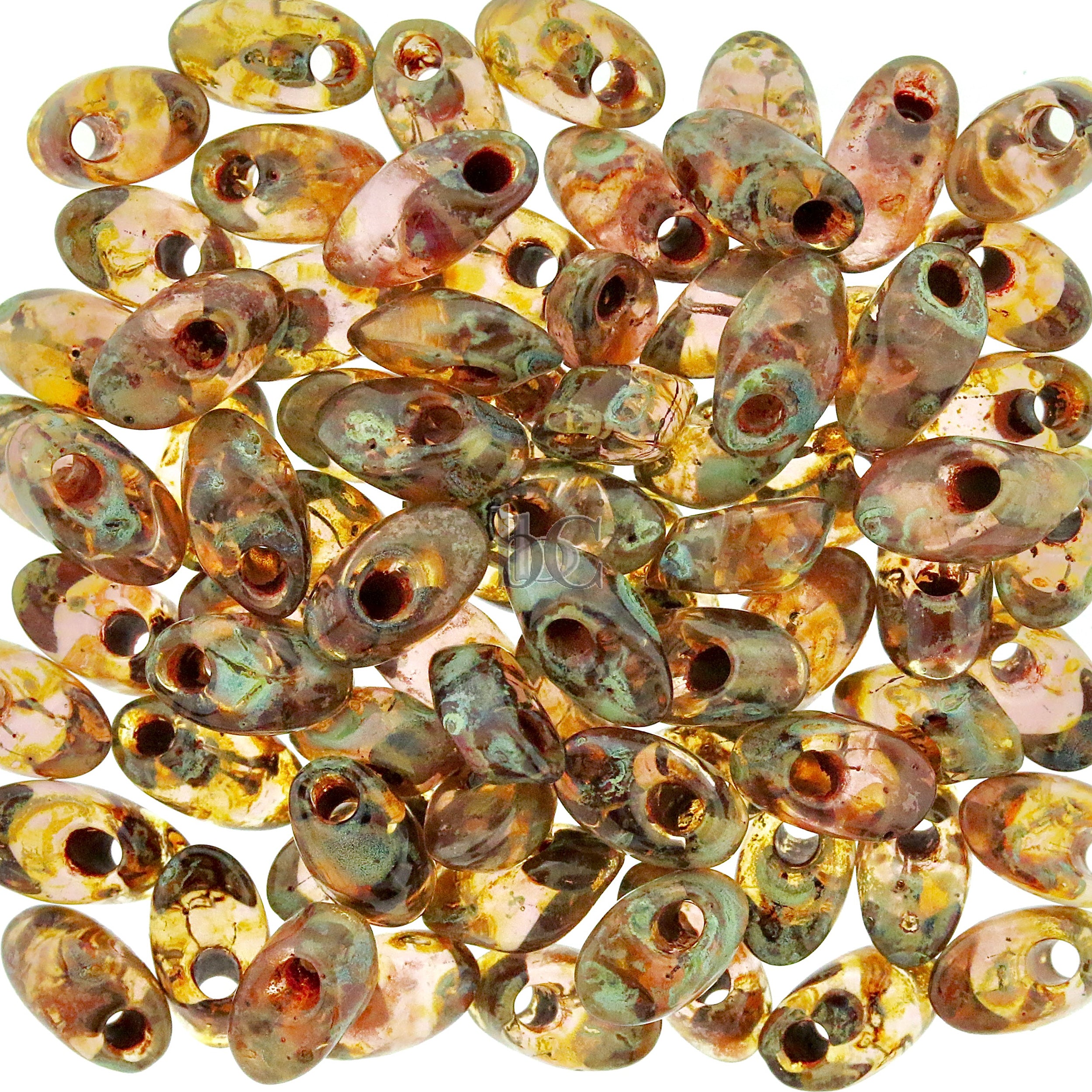 Miyuki Long Magatama Beads, Picasso Light Smoked Topaz # 4505 ~ 8.5 Grams