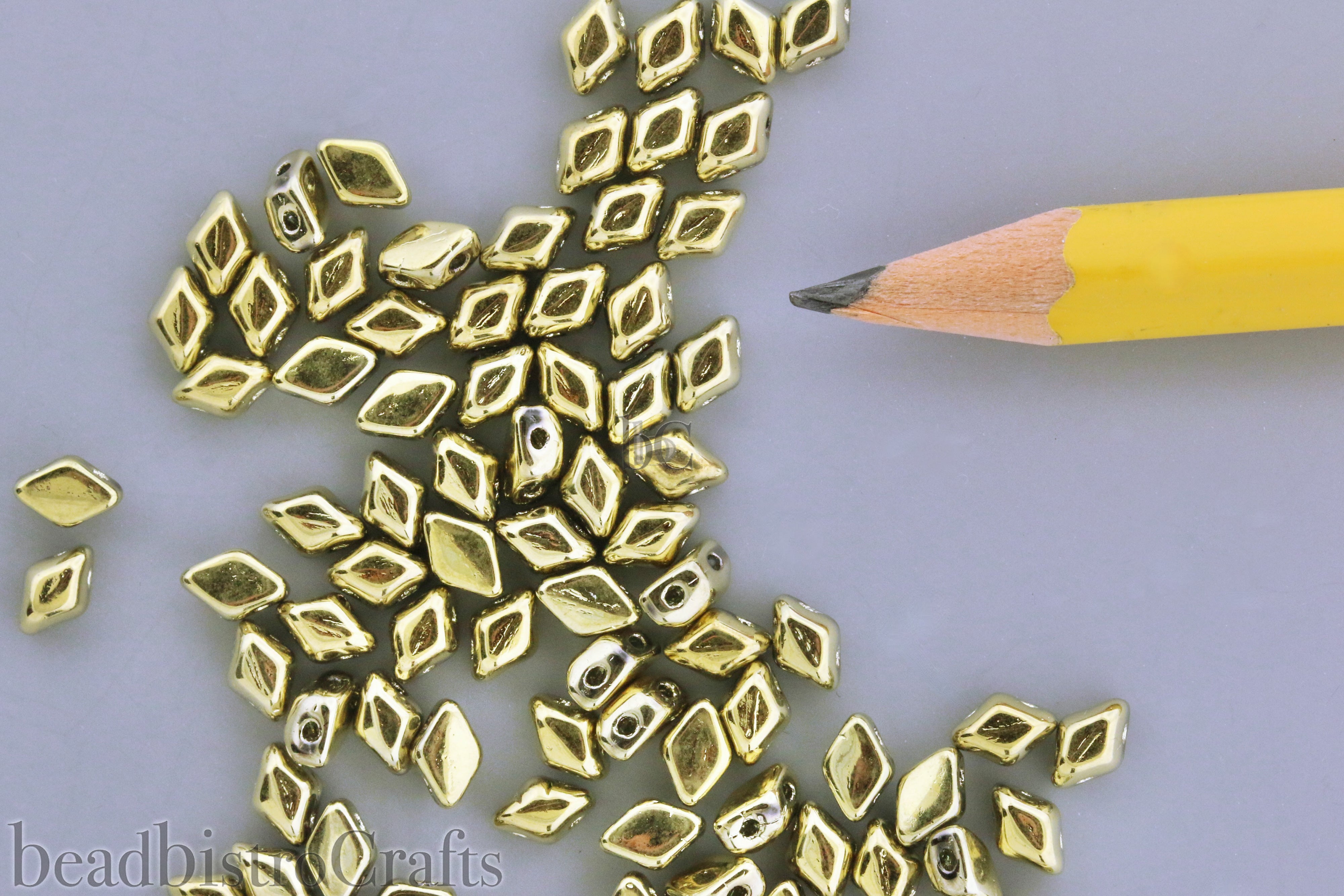 Mini GemDuo Beads 6x4mm Crystal Full Brass 2-Hole Czech Seed Beads ~ 120pcs