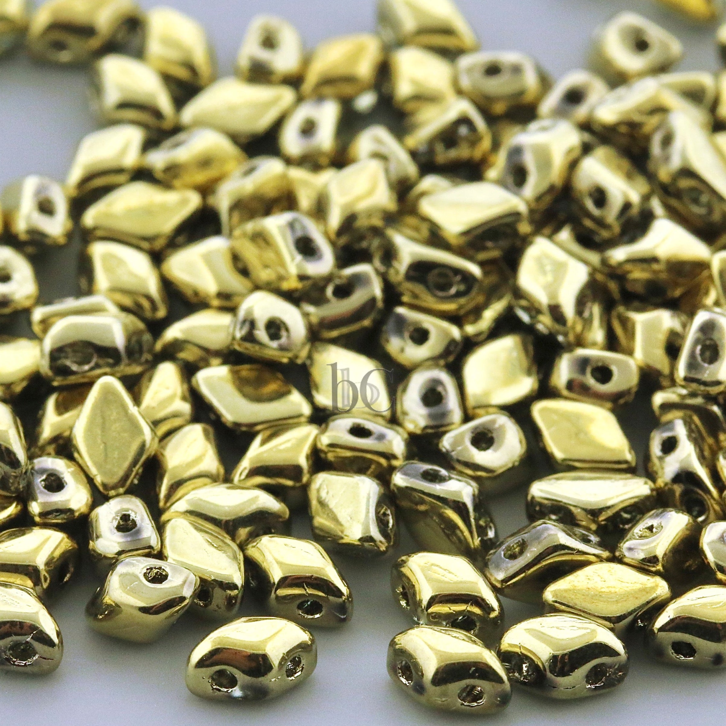 Mini GemDuo Beads 6x4mm Crystal Full Brass 2-Hole Czech Seed Beads ~ 120pcs