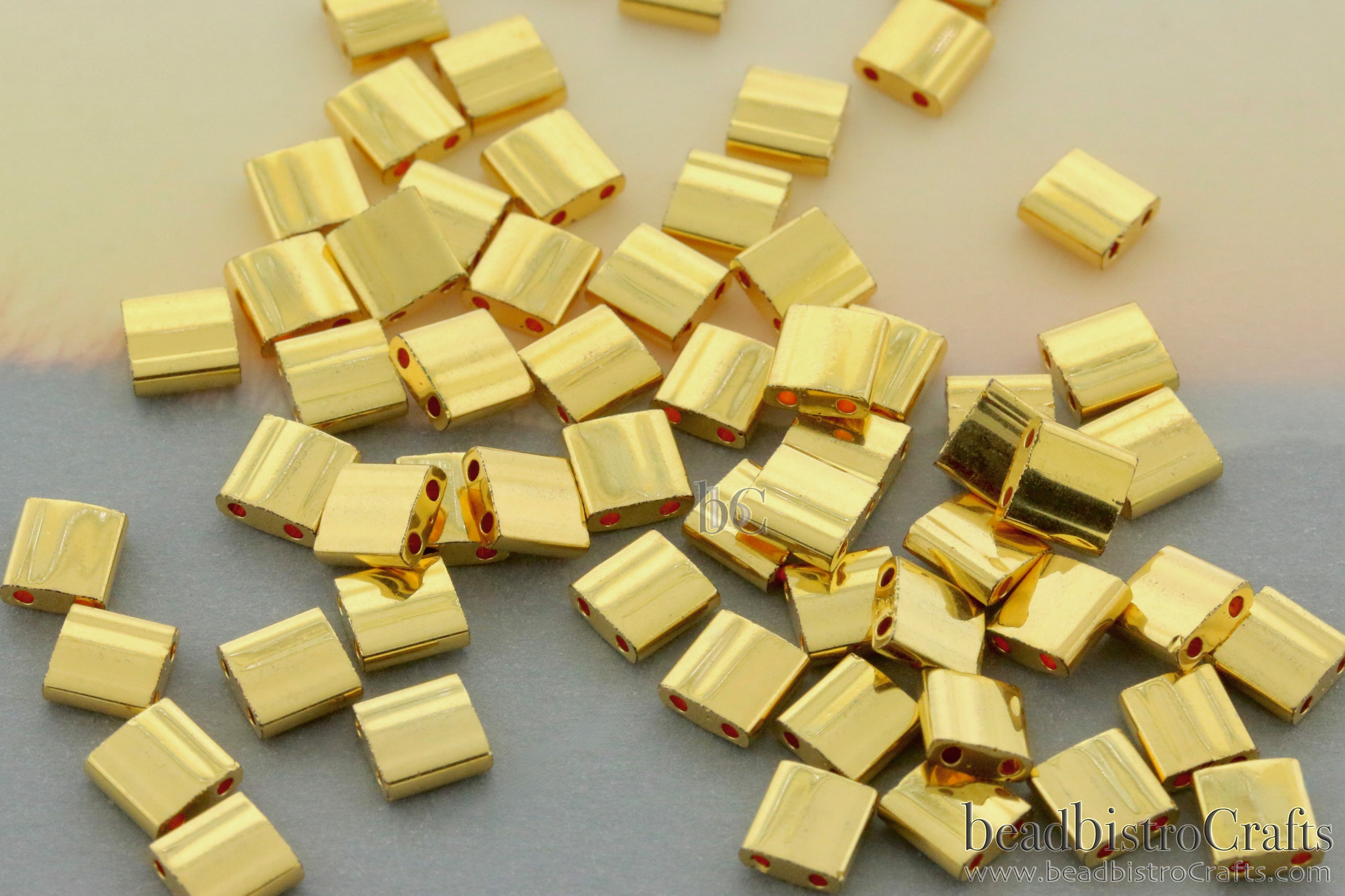 MIYUKI Full Tila Beads, 24KT Gold Plated # 191 - 1.5 grams