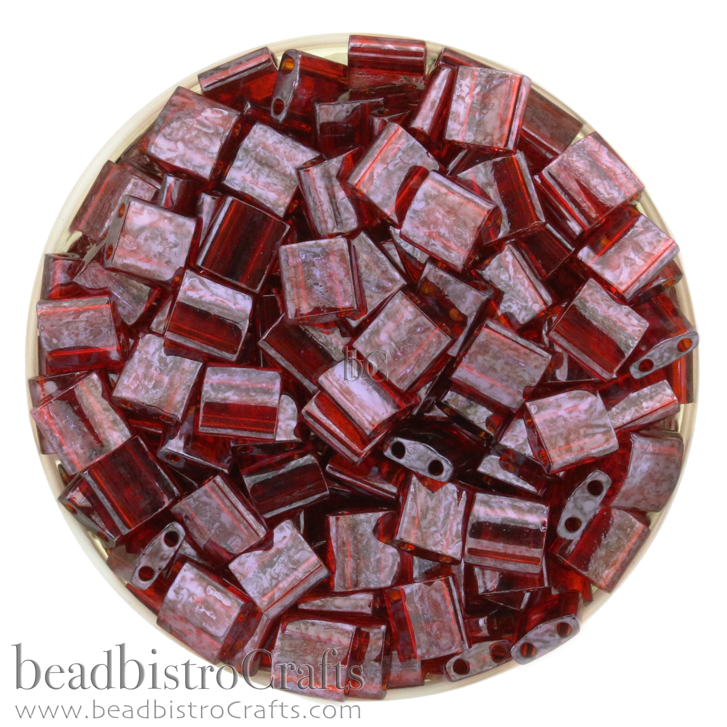 MIYUKI Full Tila Beads, Garnet Gold Luster # 304 - 10 grams