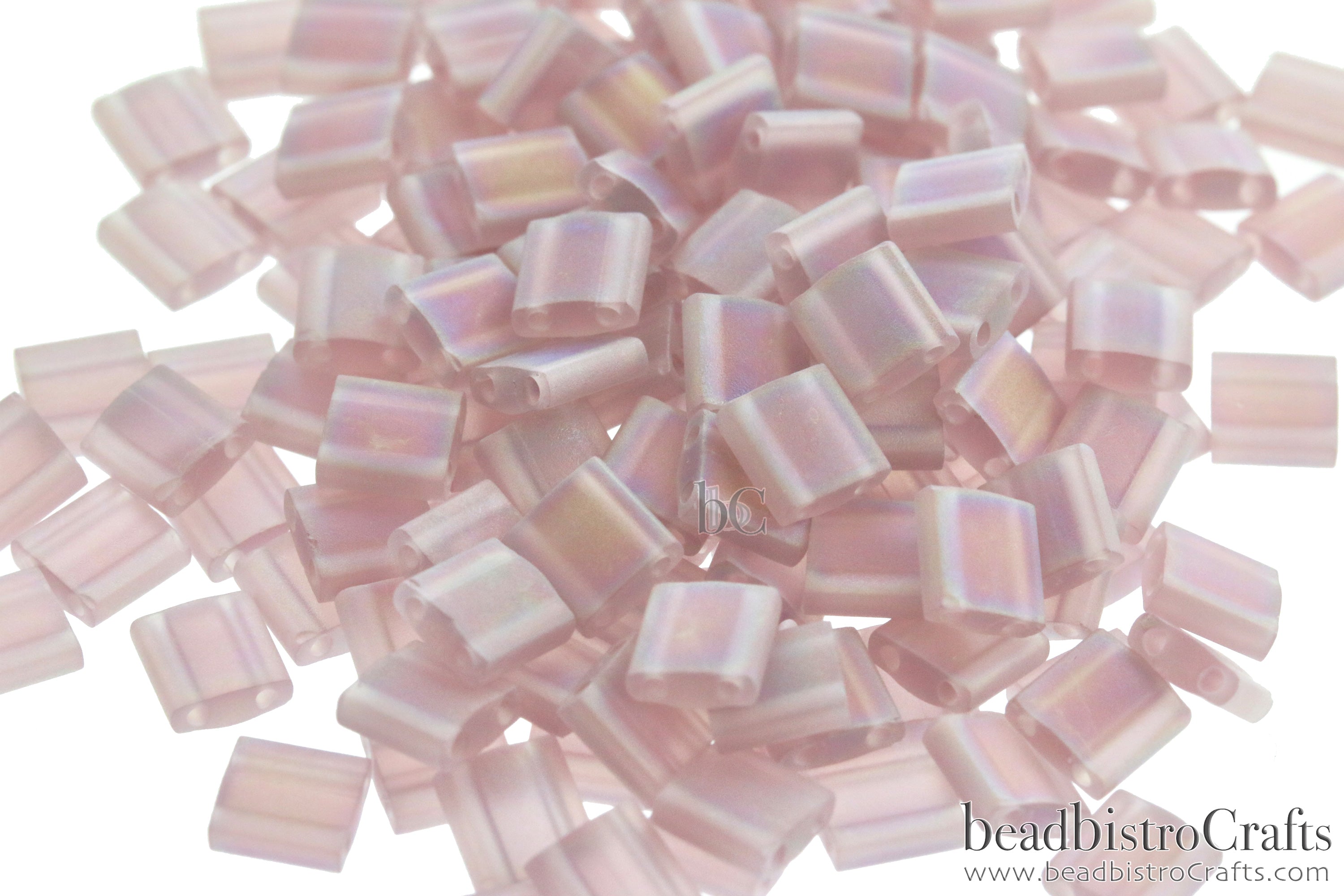 MIYUKI Full Tila Beads, Frosted Transparent Smoke Amethyst AB # 142FR - 10 grams