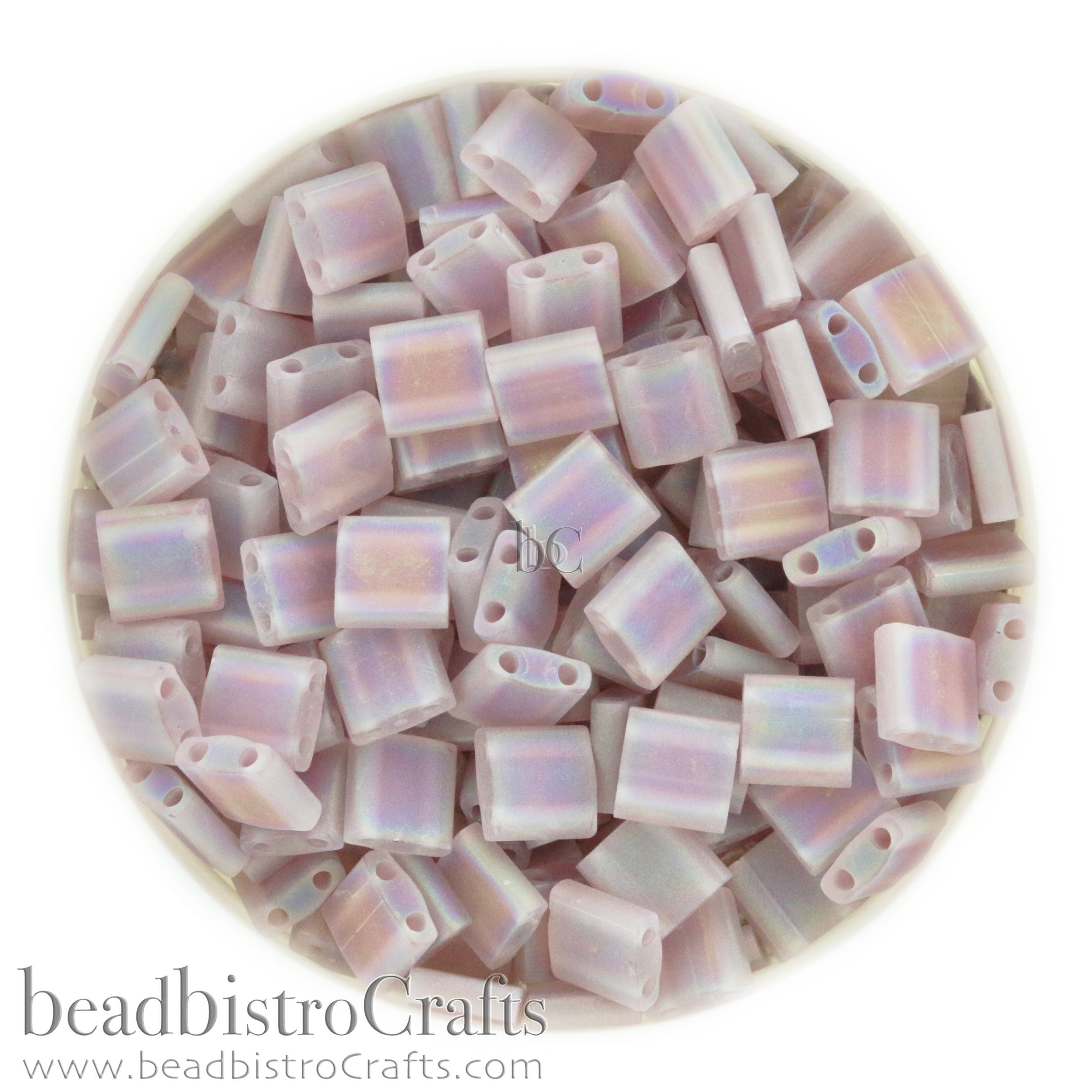 MIYUKI Full Tila Beads, Frosted Transparent Smoke Amethyst AB # 142FR - 10 grams