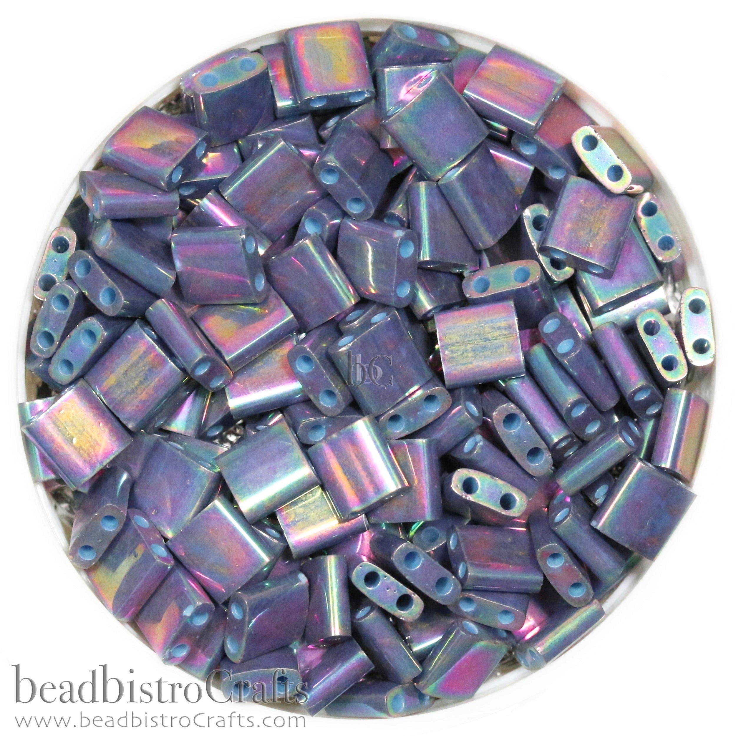 MIYUKI Full Tila Beads, Opaque Purple Grey Rainbow Luster # 1898 - 10 grams