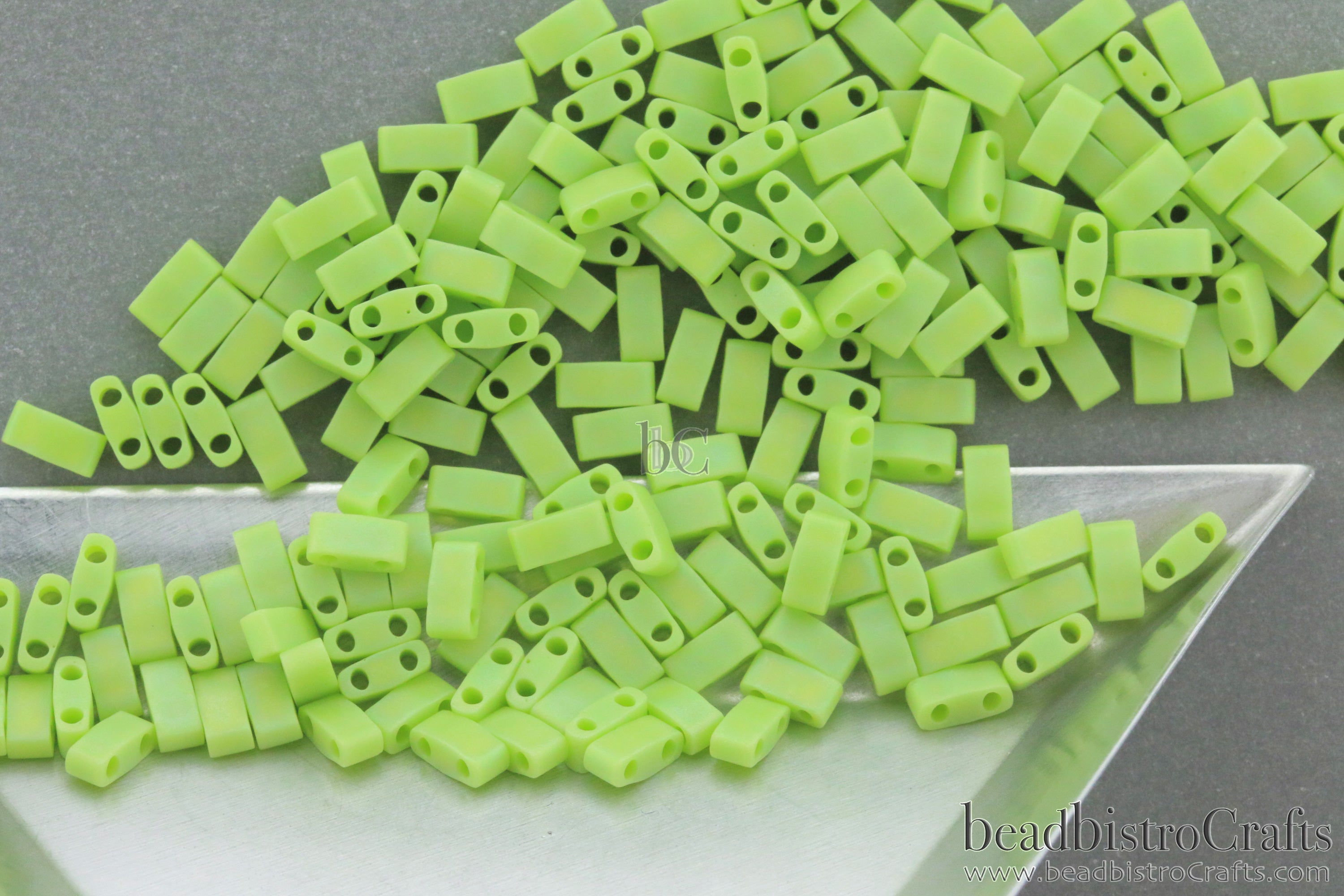 MIYUKI Half Tila Beads, Frosted Chartreuse AB # 416FR - 10 grams