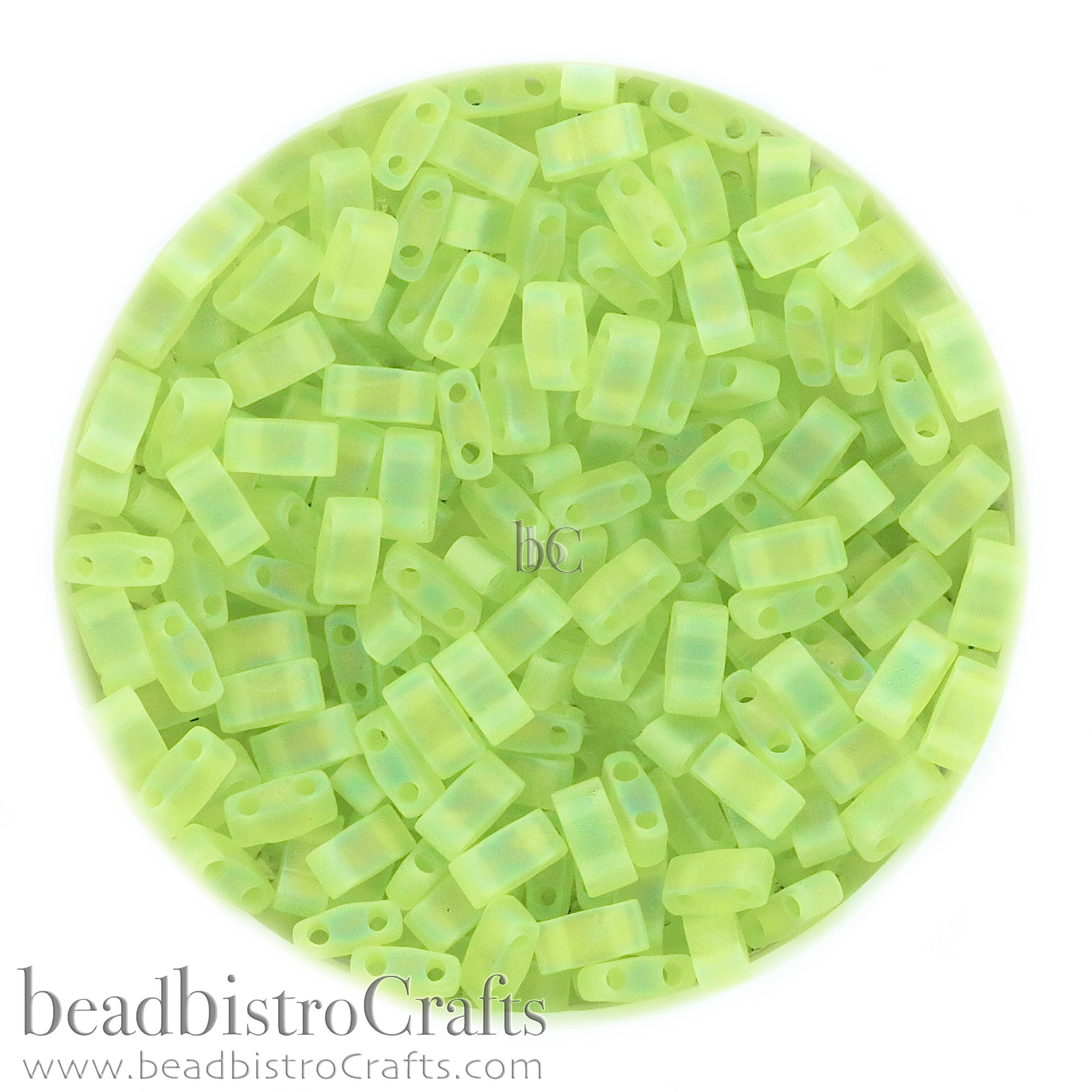 MIYUKI Half Tila Beads, Frosted Transparent Lime AB # 143FR - 10 grams