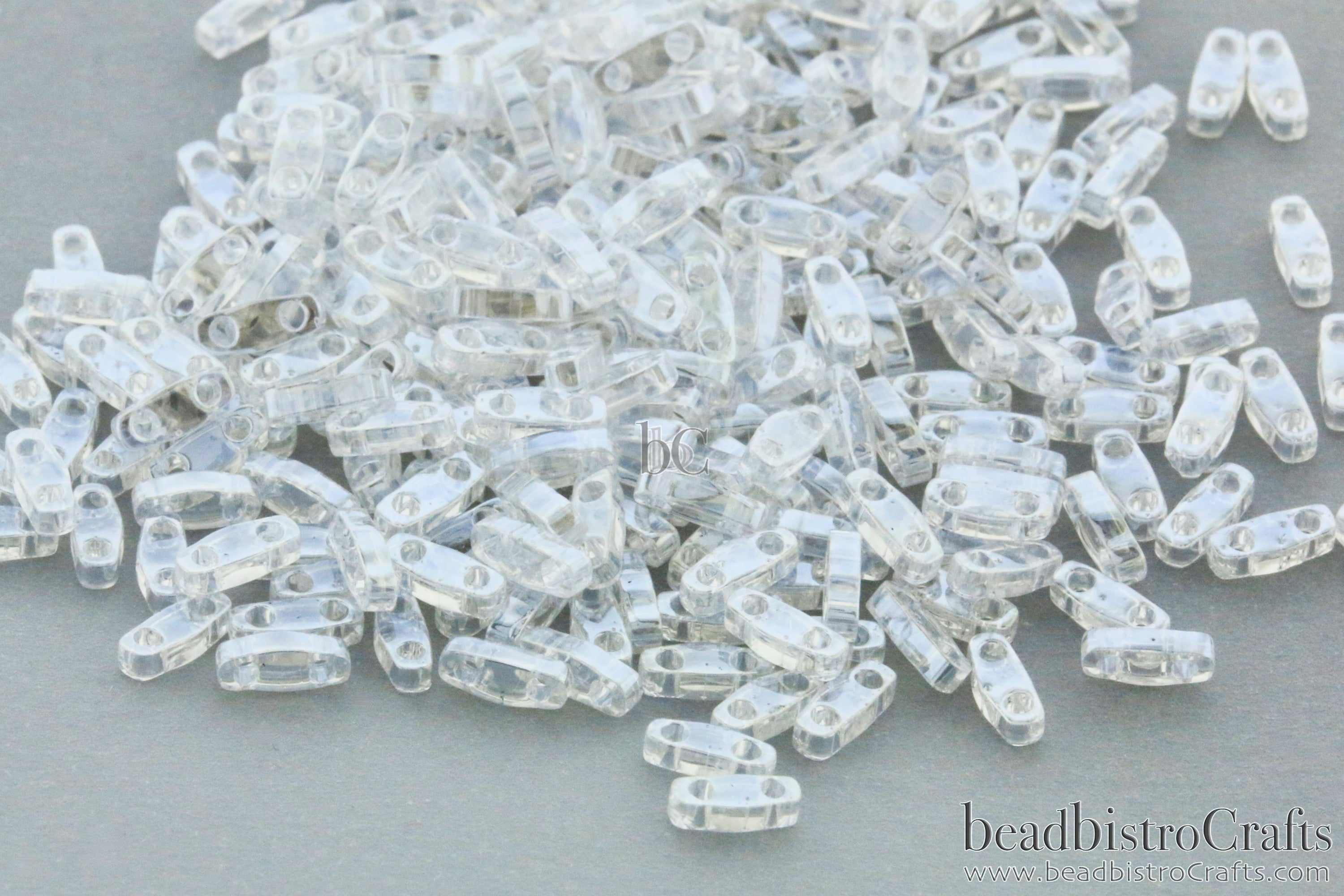 MIYUKI Quarter Tila Beads, Luster Crystal # 160 (5 or 10 grams)