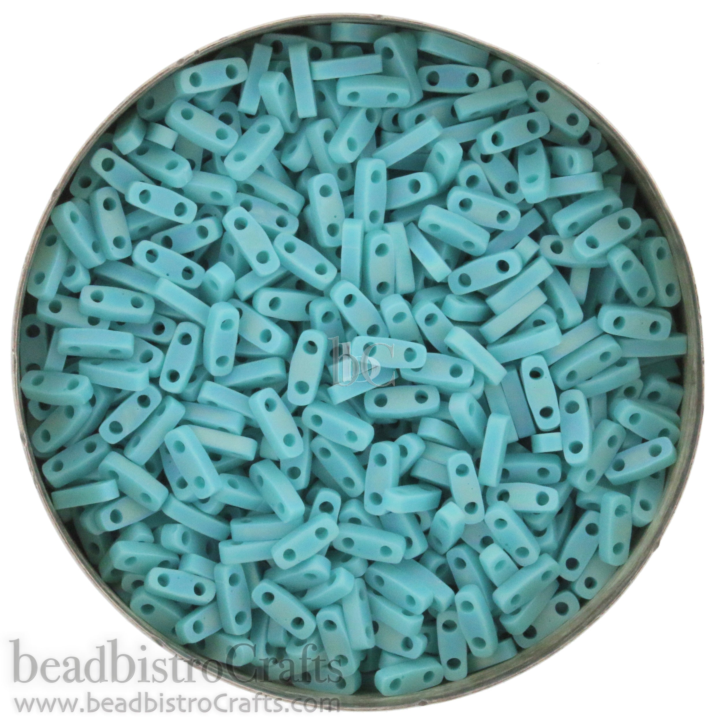 MIYUKI Quarter Tila Beads, Frosted Opaque Turquoise AB # 412FR (5 or 10 grams)