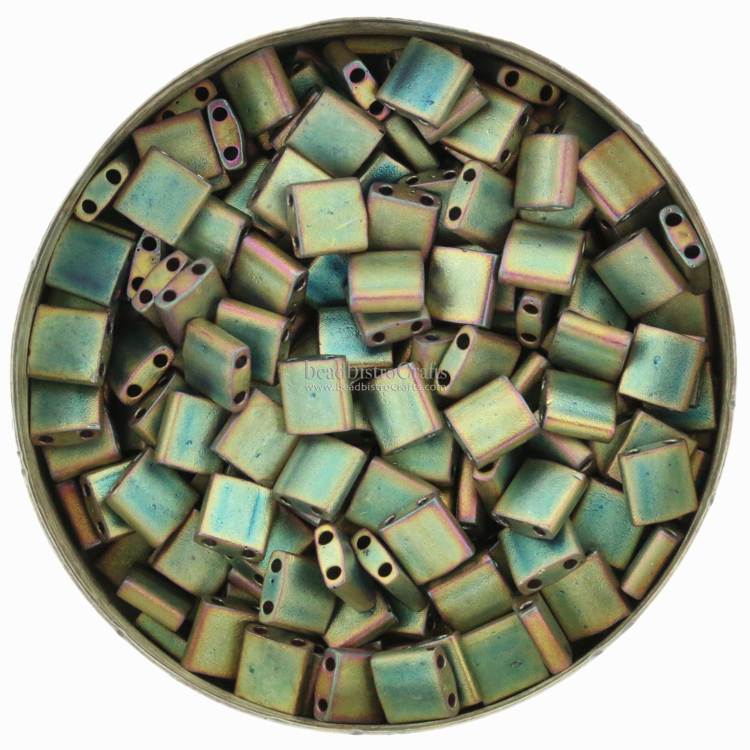 MIYUKI Full Tila Beads, Matte Metallic Khaki # 2035 - 10 grams