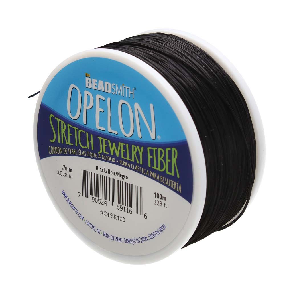 BeadSmith OPELON Black Stretch Bead Cord .7mm  - 100 Meters