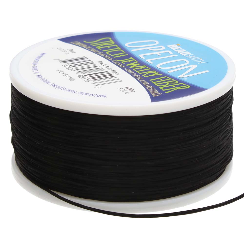 BeadSmith OPELON Black Stretch Bead Cord .7mm  - 100 Meters