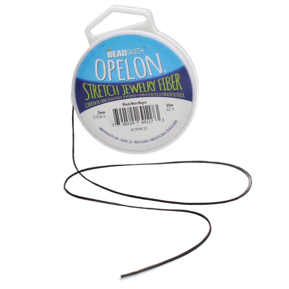 BeadSmith OPELON Black Stretch Bead Cord .7mm  - 25 Meters