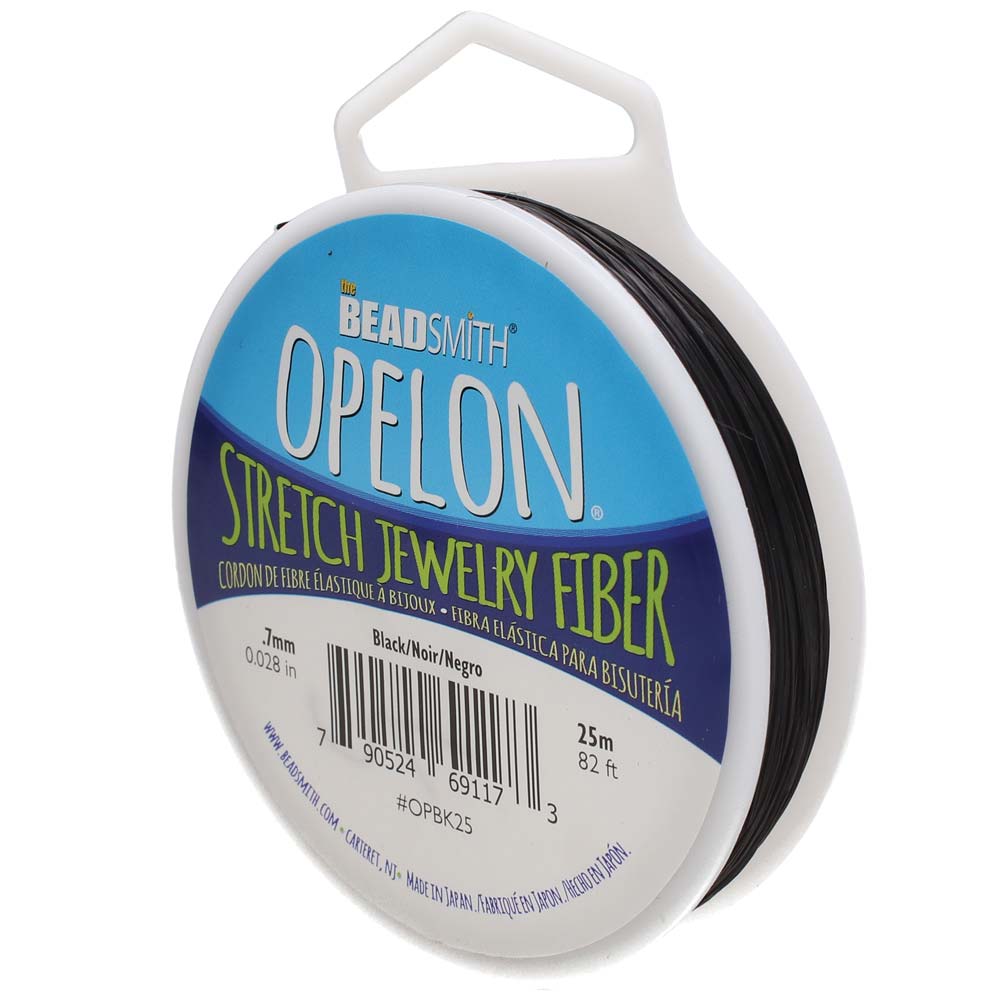 BeadSmith OPELON Black Stretch Bead Cord .7mm  - 25 Meters