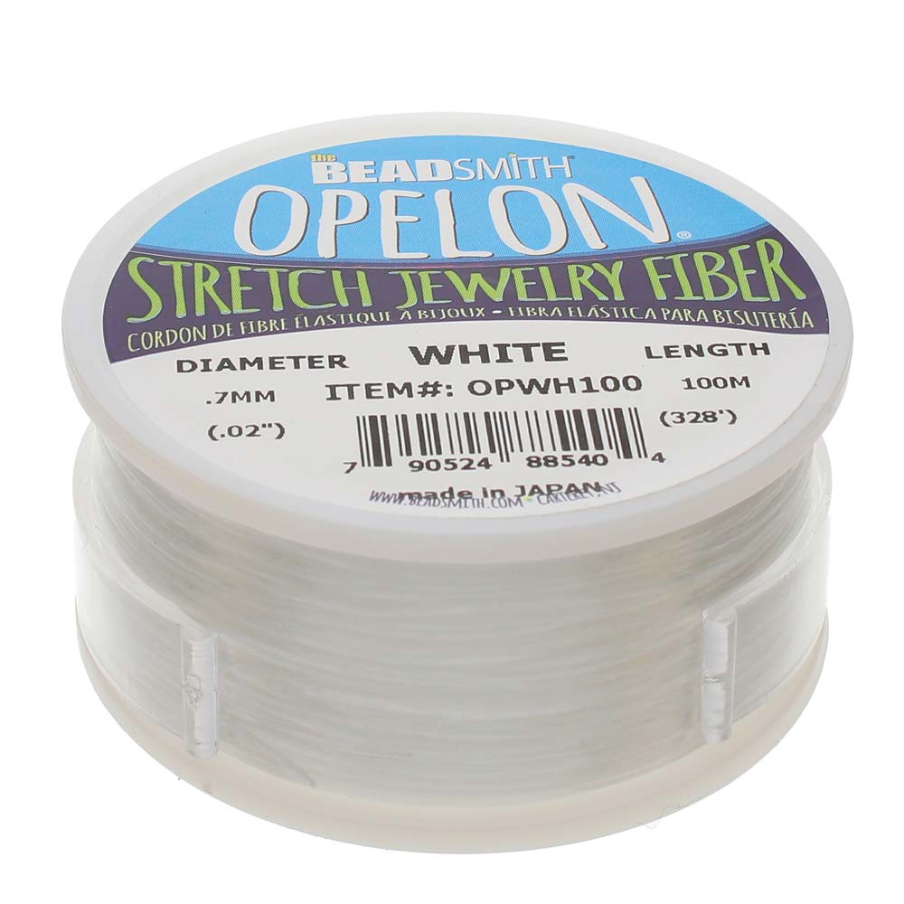 BeadSmith OPELON White Stretch Bead Cord .7mm  - 100 Meters