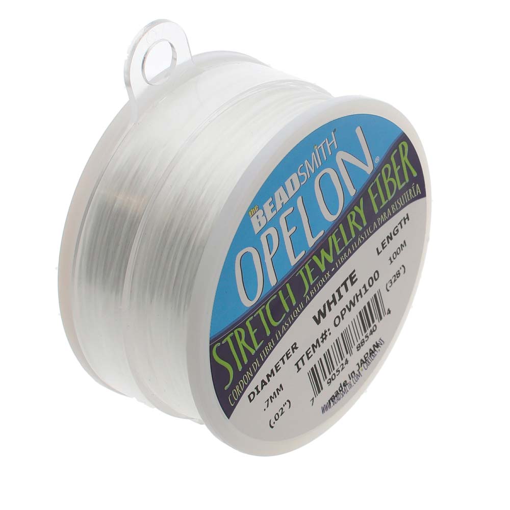 BeadSmith OPELON White Stretch Bead Cord .7mm  - 100 Meters