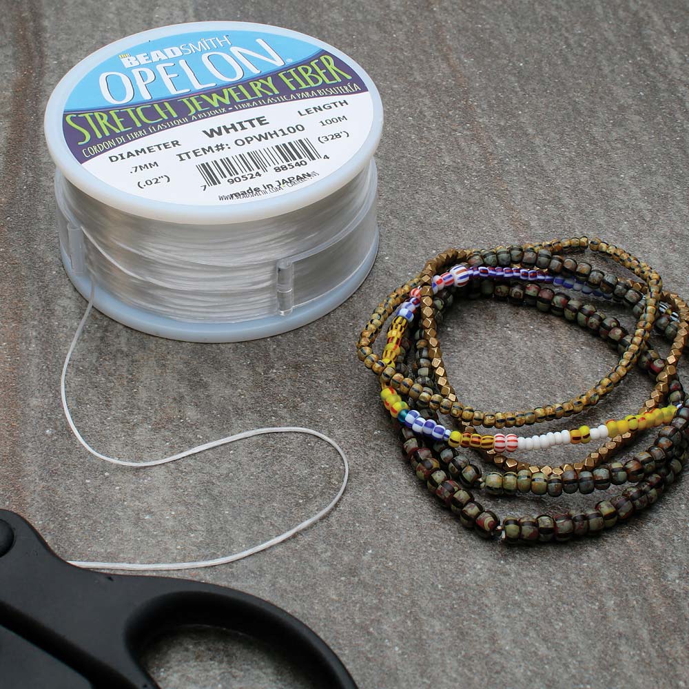 BeadSmith OPELON White Stretch Bead Cord .7mm  - 100 Meters