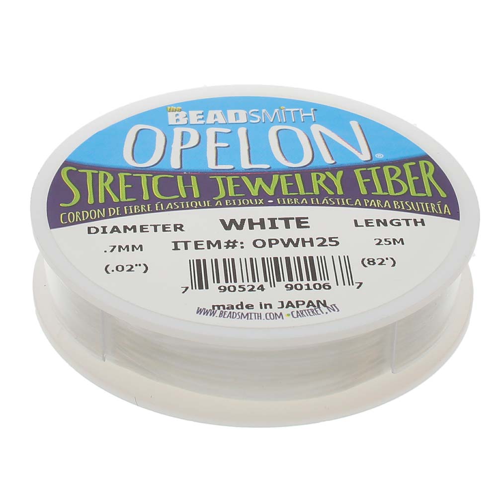 BeadSmith OPELON White Stretch Bead Cord .7mm  - 25 Meters