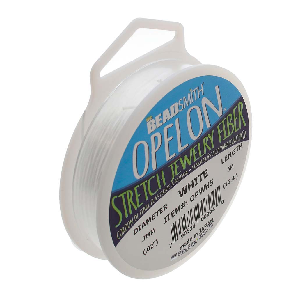 BeadSmith OPELON White Stretch Bead Cord .7mm  - 5 Meters