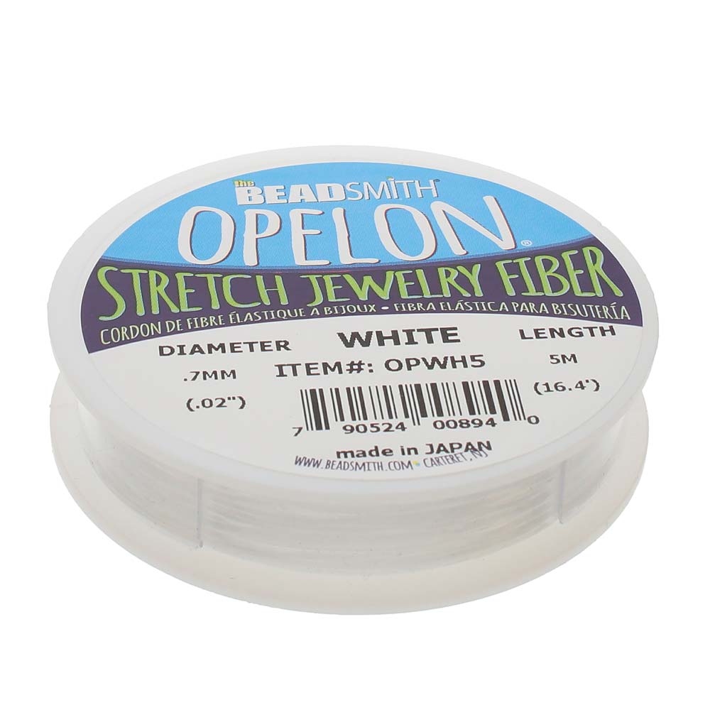 BeadSmith OPELON White Stretch Bead Cord .7mm  - 5 Meters