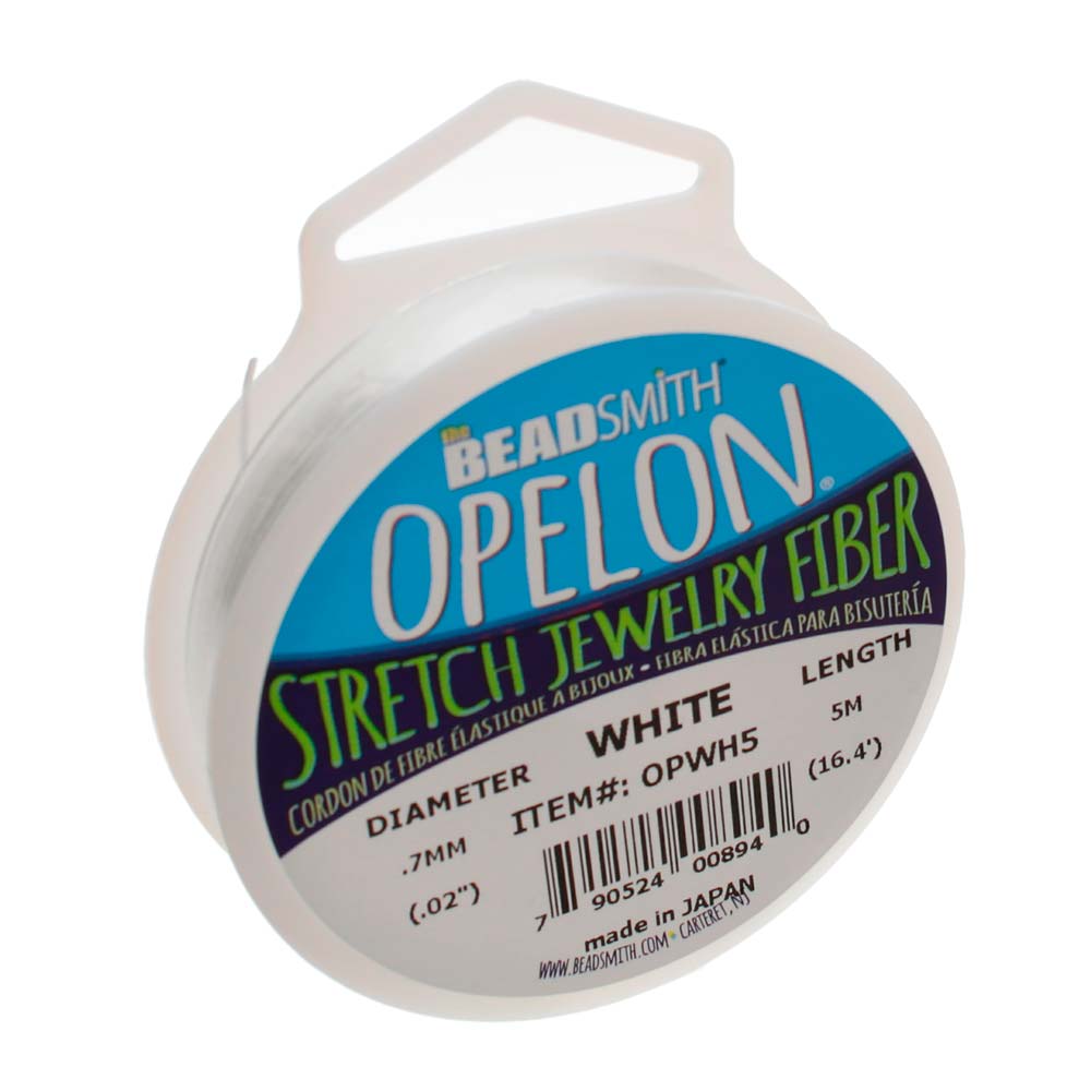 BeadSmith OPELON White Stretch Bead Cord .7mm  - 5 Meters